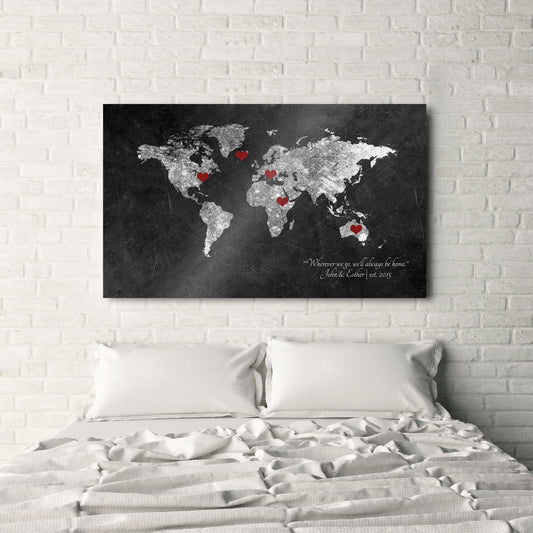 Follow Your Heart 6 Year Anniversary Gift, World Map - HoneycombProverbs - Signs - Iron Anniversary Gifts