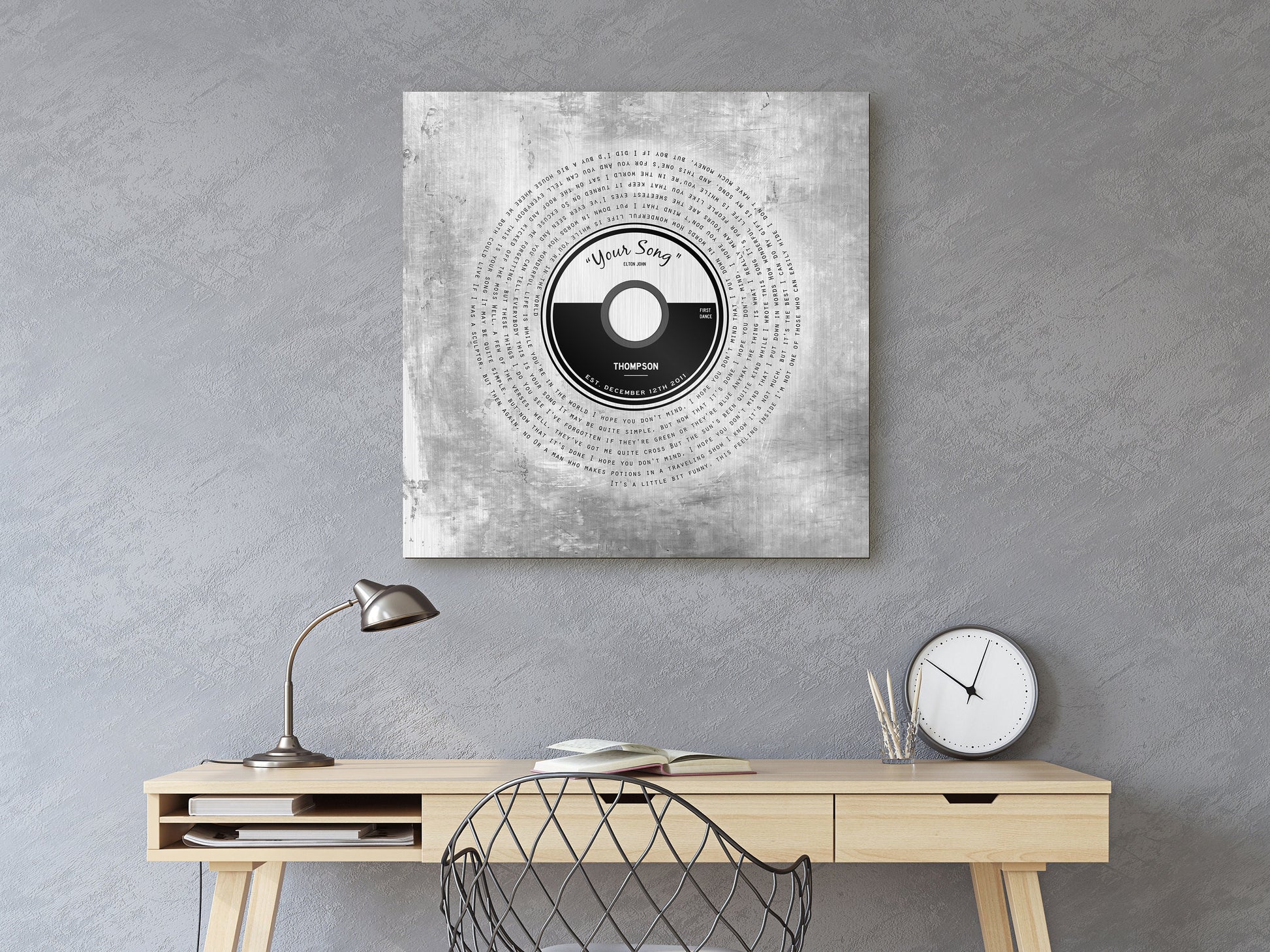 "Vinyl Record" Song Lyrics on Tin - HoneycombProverbs - Wall Decor - Record Album Lyrics Art