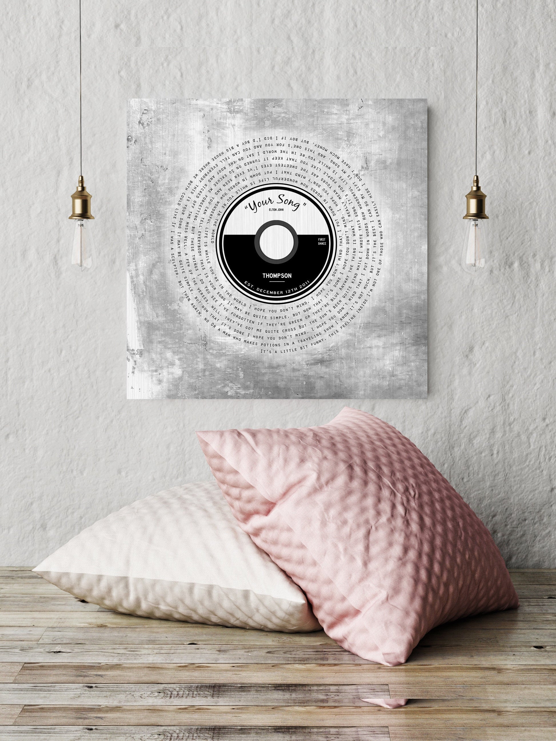 "Vinyl Record" Song Lyrics on Tin - HoneycombProverbs - Signs - Tin and Aluminum Gifts