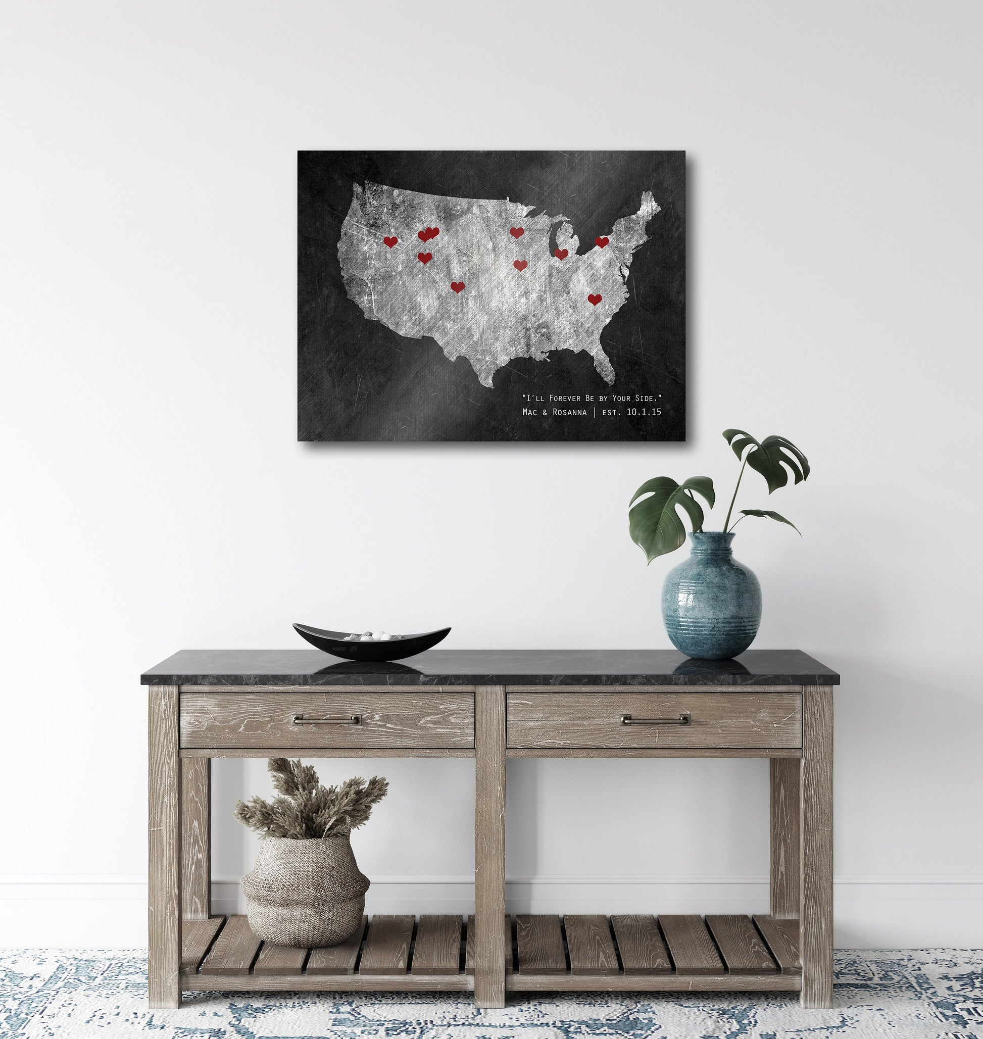 Follow Your Heart 6 Year Anniversary Gift, US Map - HoneycombProverbs - Signs - Luxury Corporate Gifts