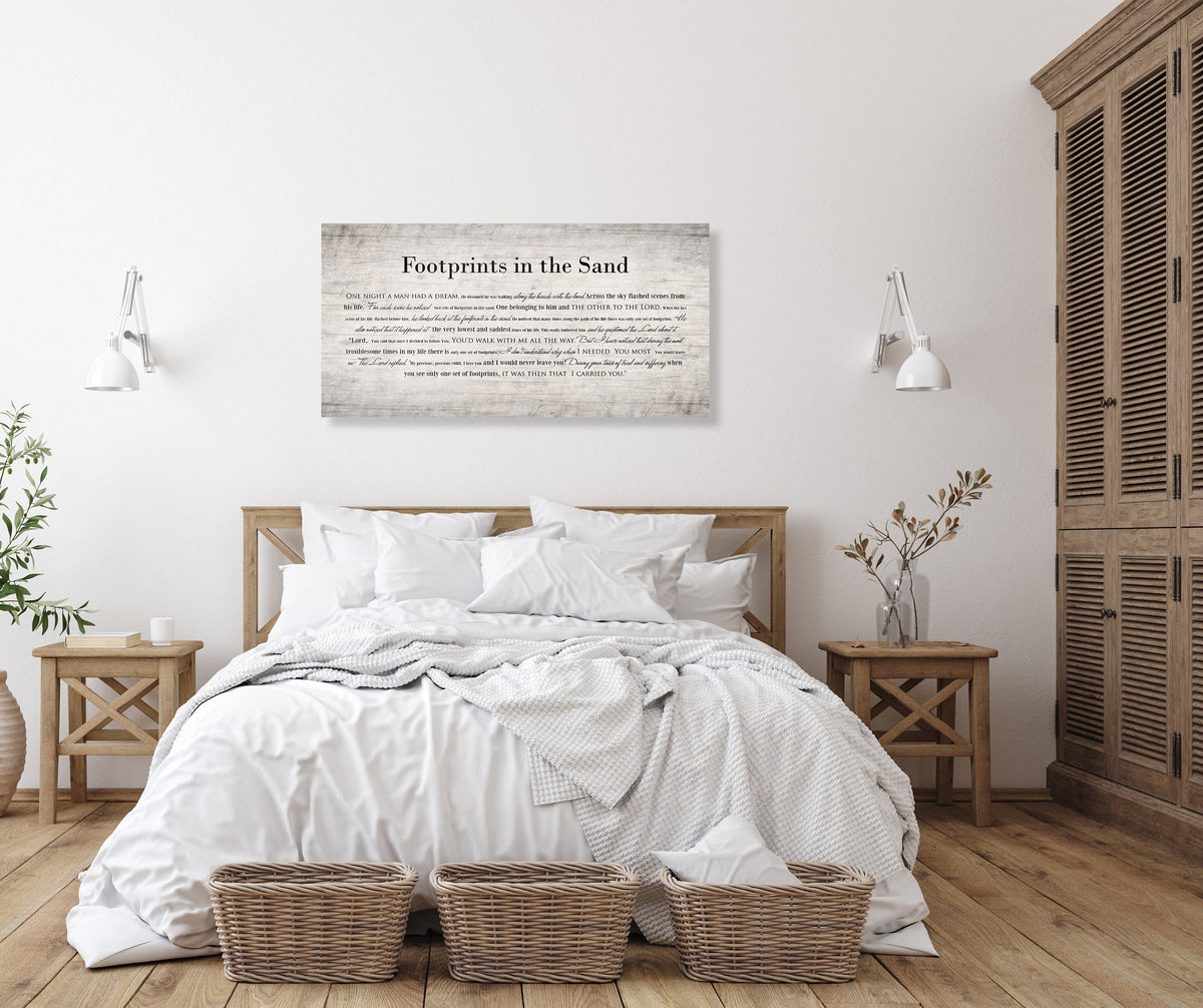 Men's Footprints in the Sand Inspirational Wall Decor - HoneycombProverbs - Signs - Christian Wall Art