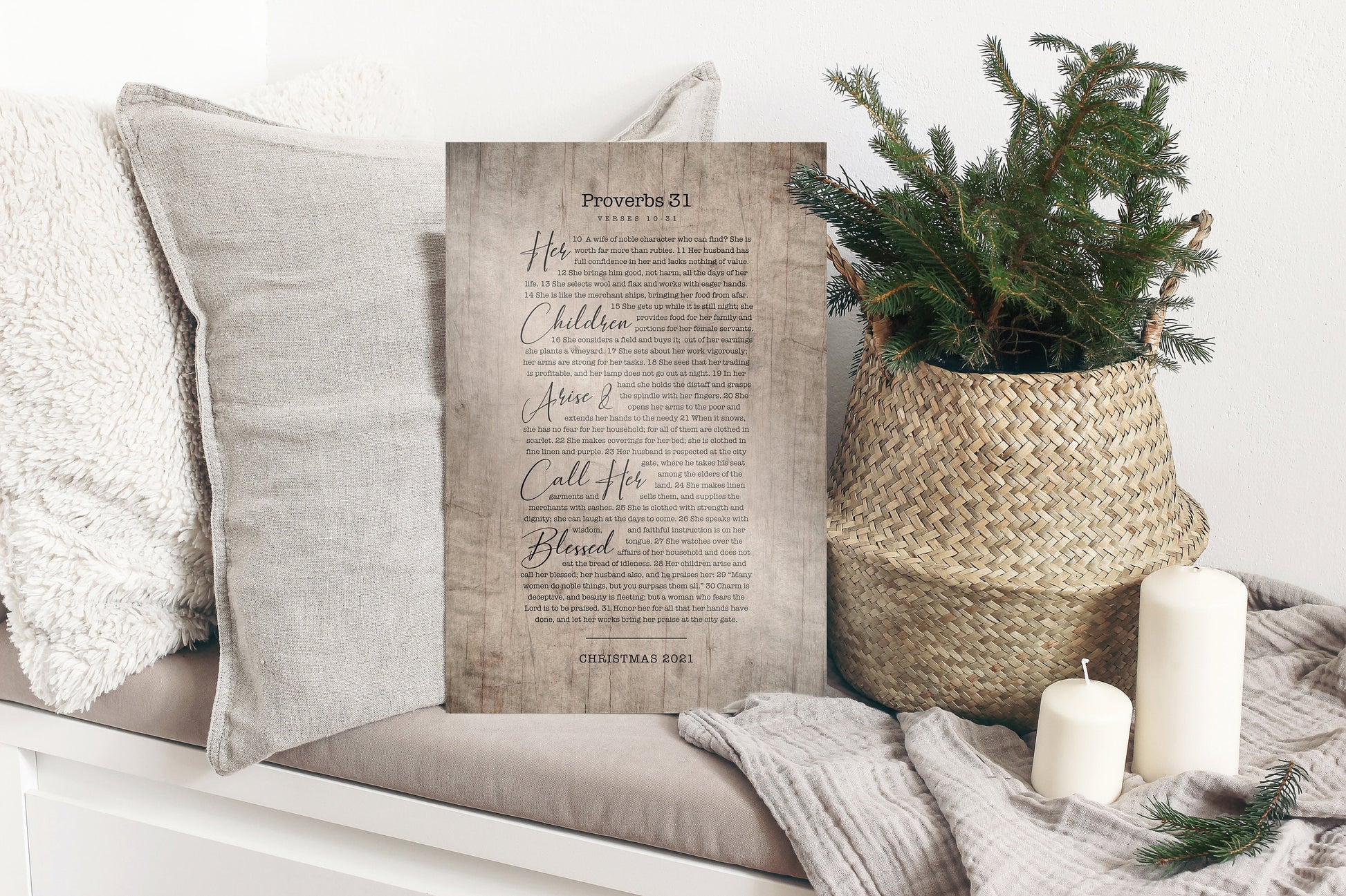 Proverbs 31 Wood Scripture Sign for Her - HoneycombProverbs - Signs - Christian Wall Art