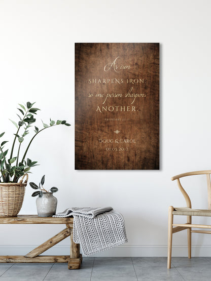 Iron Sharpens Iron, Wooden Wall Decor - HoneycombProverbs - Signs - Christian Wall Art