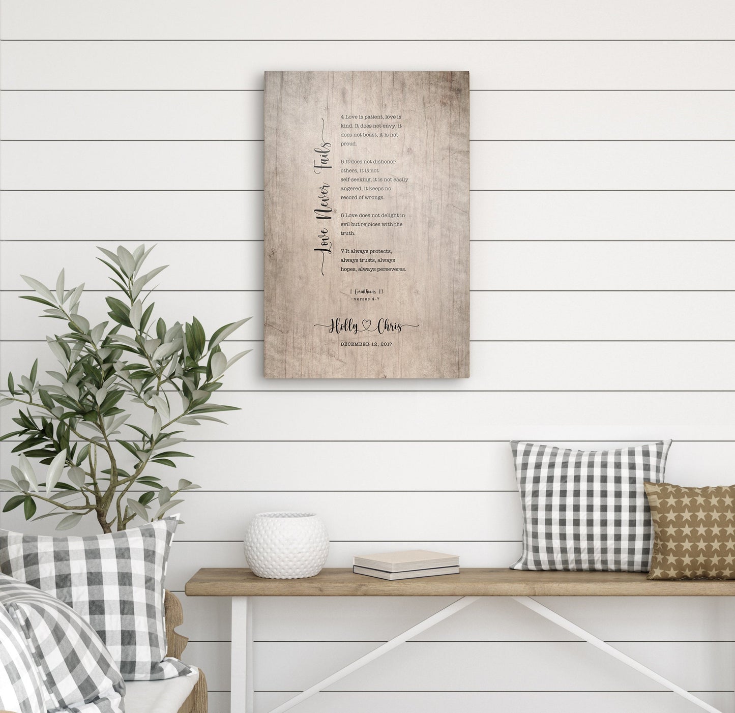 Personalized 1 Cor 13 Wood Anniversary Keepsake - HoneycombProverbs - Signs - Christian Wall Art
