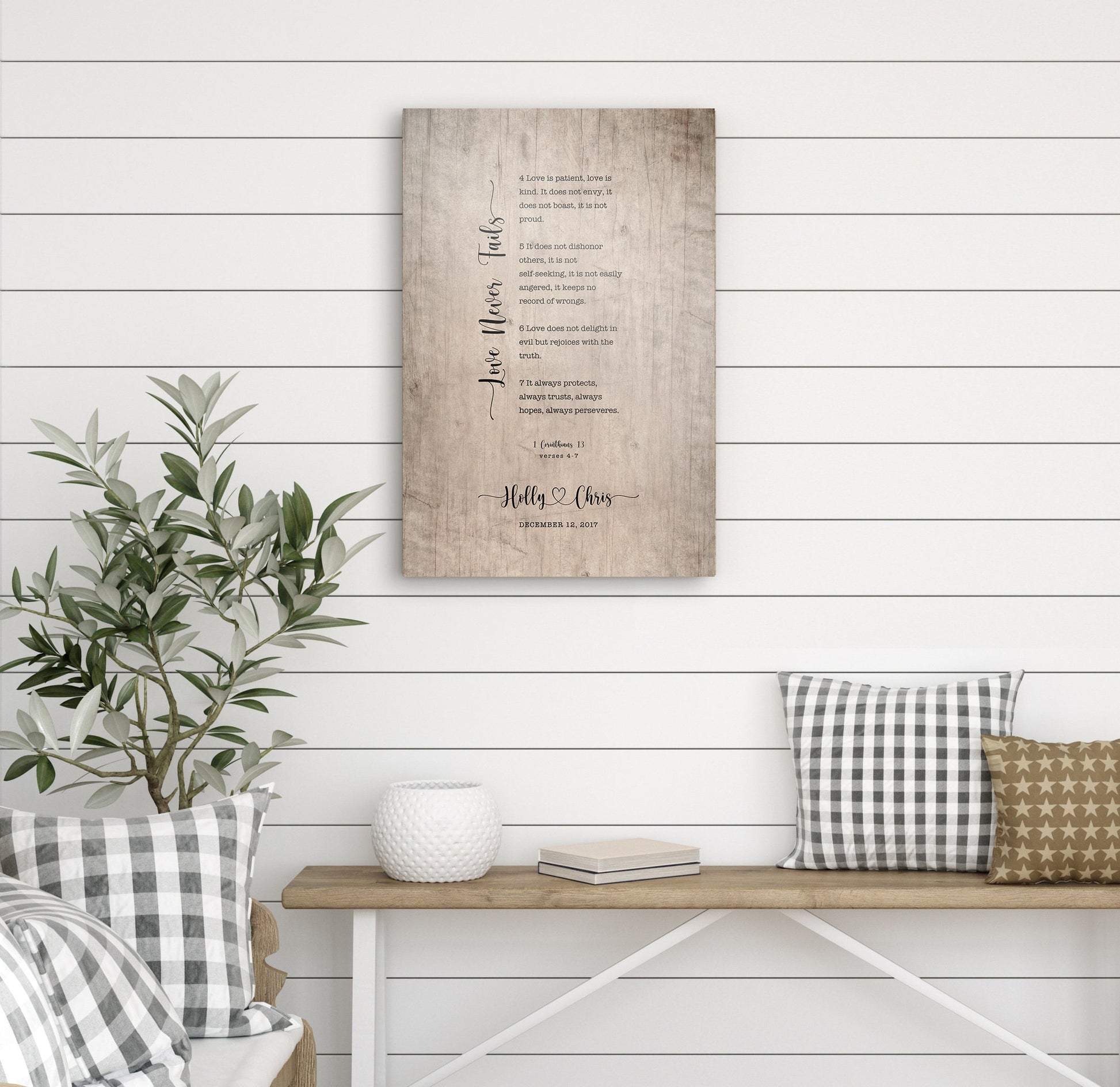 Personalized 1 Cor 13 Wood Anniversary Keepsake - HoneycombProverbs - Signs - Christian Wall Art