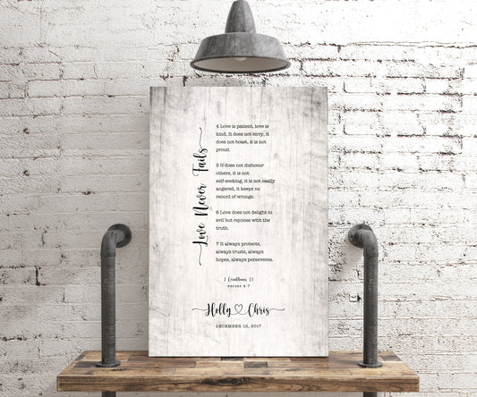 Personalized 1 Cor 13 Wood Anniversary Keepsake - HoneycombProverbs - Signs - Christian Wall Art