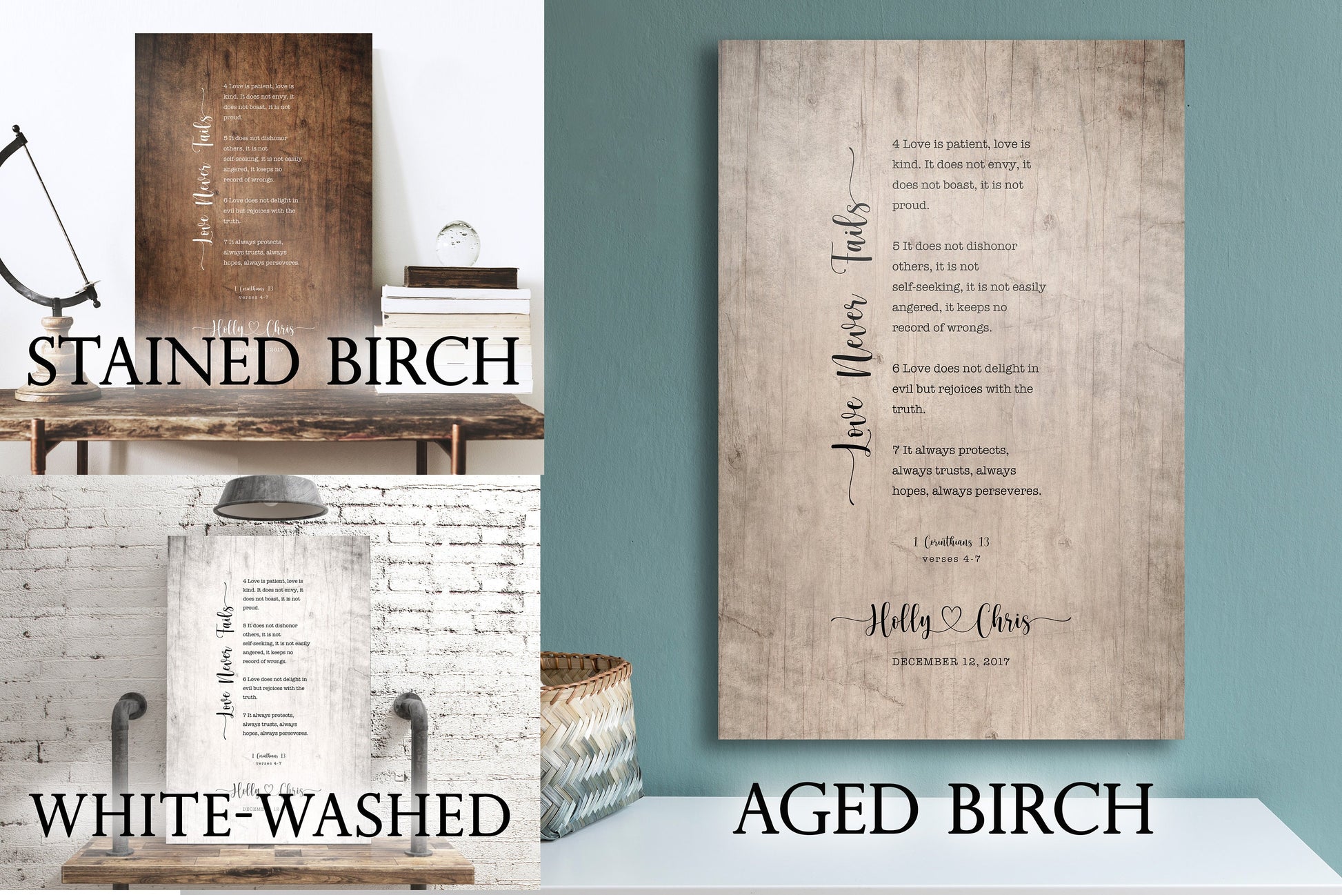 Love Never Fails Personalized 5th Anniversary Gift Decor - HoneycombProverbs - Signs - Vintage Lyrics Wall Art