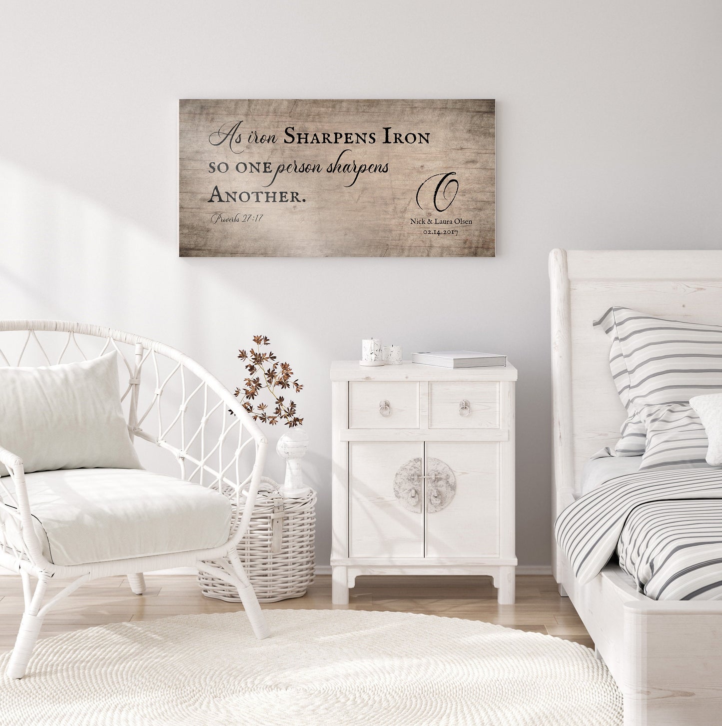 5th Anniversary Wood Gift for Him, As Iron Sharpens Iron - HoneycombProverbs - Signs - 5 year anniversary gifts