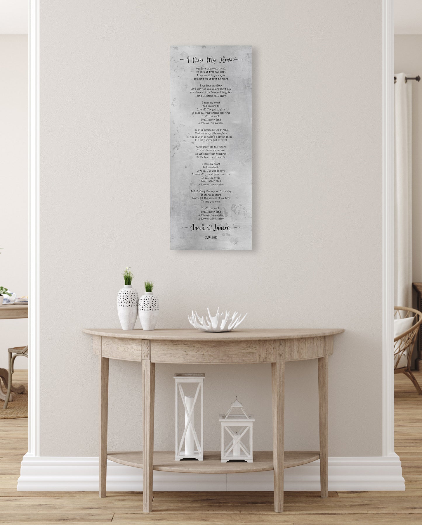 Tall Sign with Lyrics Tin Anniverary Keepsake - HoneycombProverbs - Gifts For The Couple - Rustic Lyrics Wall Decor