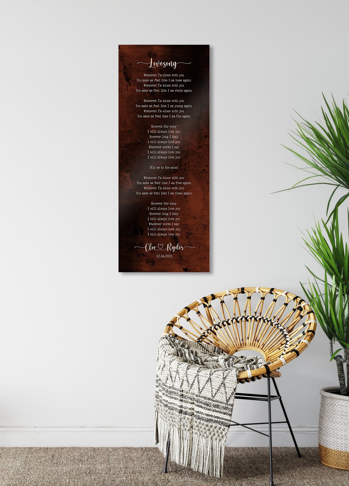 Tall Song Lyric Sign on Bronze - HoneycombProverbs - Signs - Bronze Anniversary Gifts