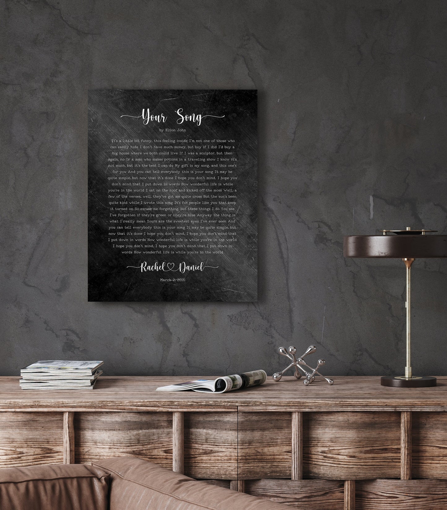 6th Anniversary Heart Connected Name Sign with Lyrics - HoneycombProverbs - Gifts For The Couple - Iron Anniversary Gifts