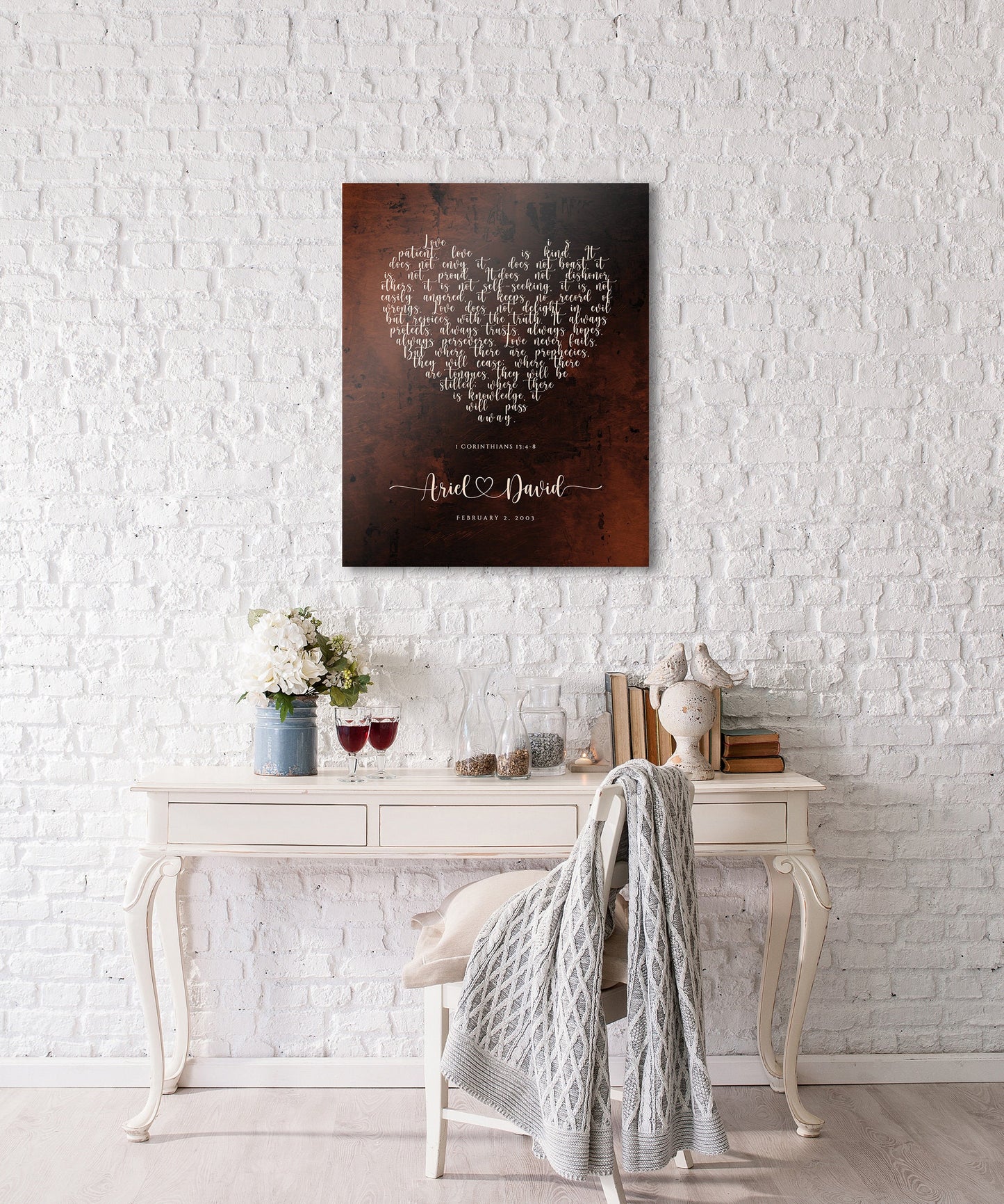 Bronze Gift for her, Love never fails Personalized Sign - HoneycombProverbs - Signs - Bronze Anniversary Gifts