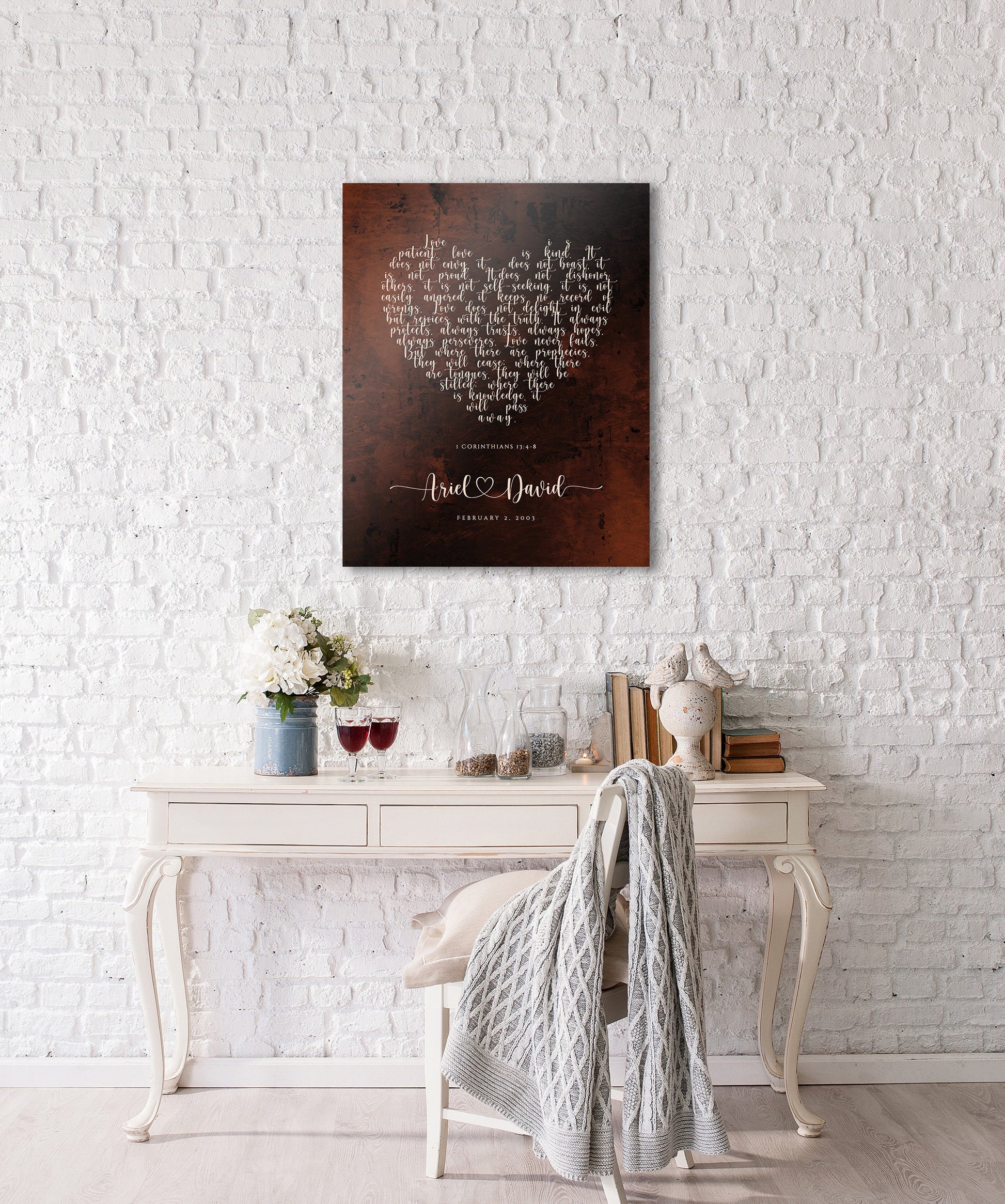 Bronze Gift for her, Love never fails Personalized Sign - HoneycombProverbs - Signs - Bronze Anniversary Gifts