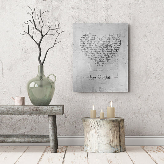 Rustic Heart Personalized "Love Never Fails" Wedding Sign - HoneycombProverbs - Signs - Tin and Aluminum Gifts