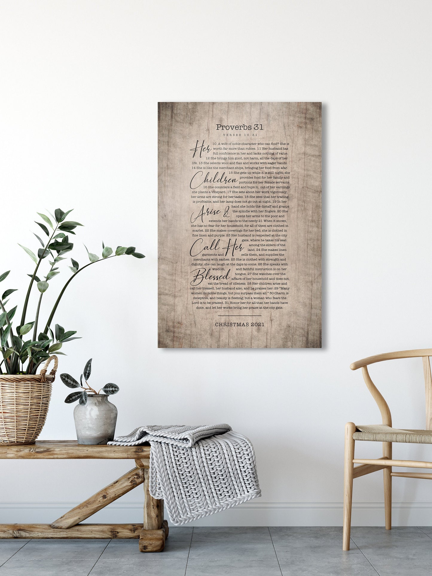 Proverbs 31 Wood Scripture Sign for Her - HoneycombProverbs - Signs - Christian Wall Art