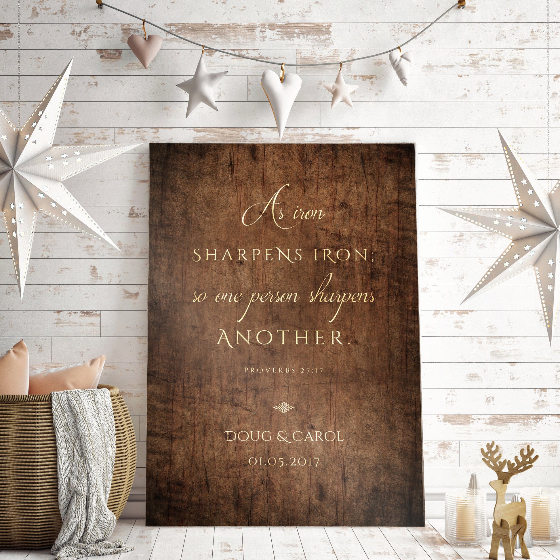 Proverbs 27:17 Couple's Christian Wedding Gift - HoneycombProverbs - Signs - Christian Wall Art