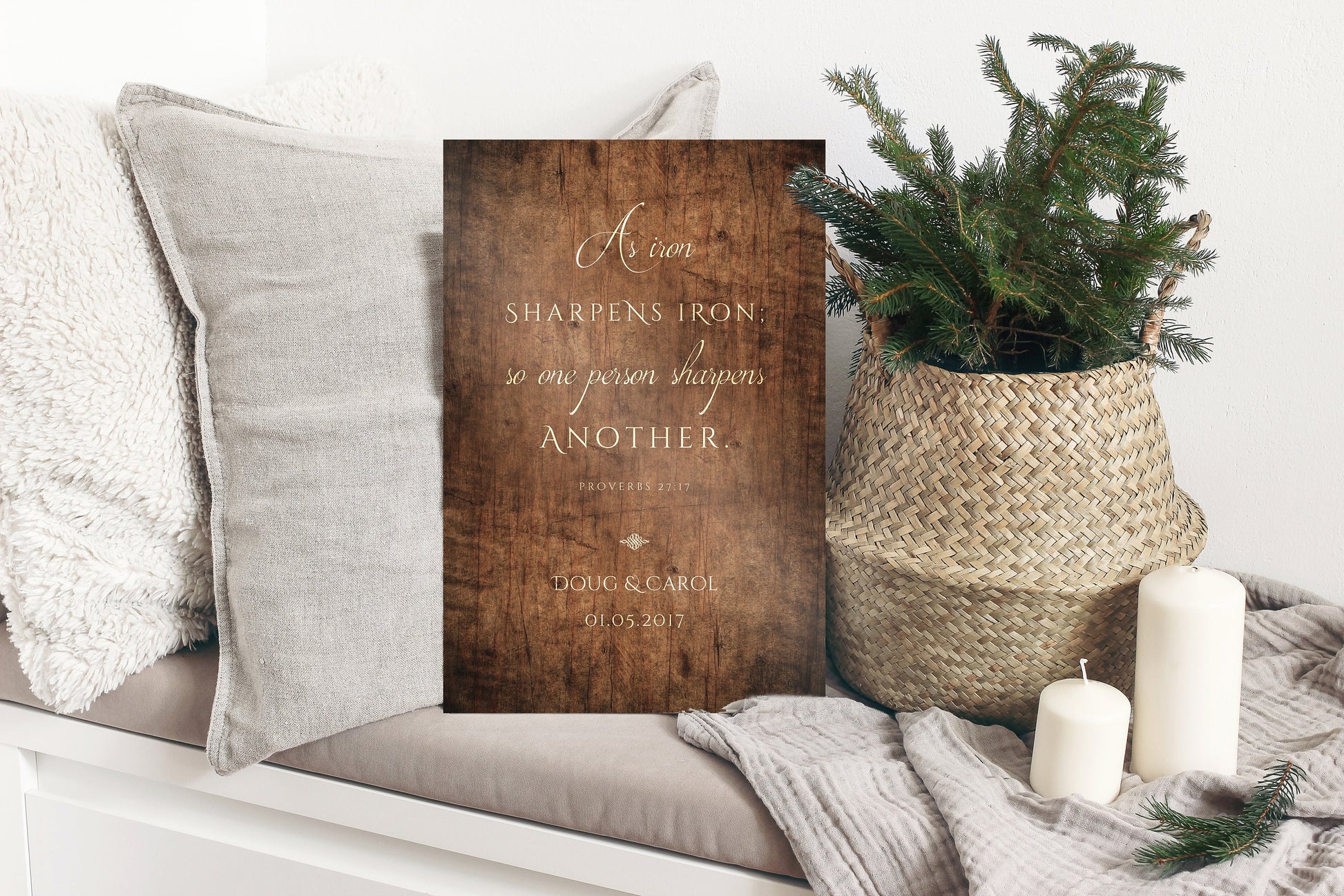 Iron Sharpens Iron, Wooden Wall Decor - HoneycombProverbs - Signs - Christian Wall Art