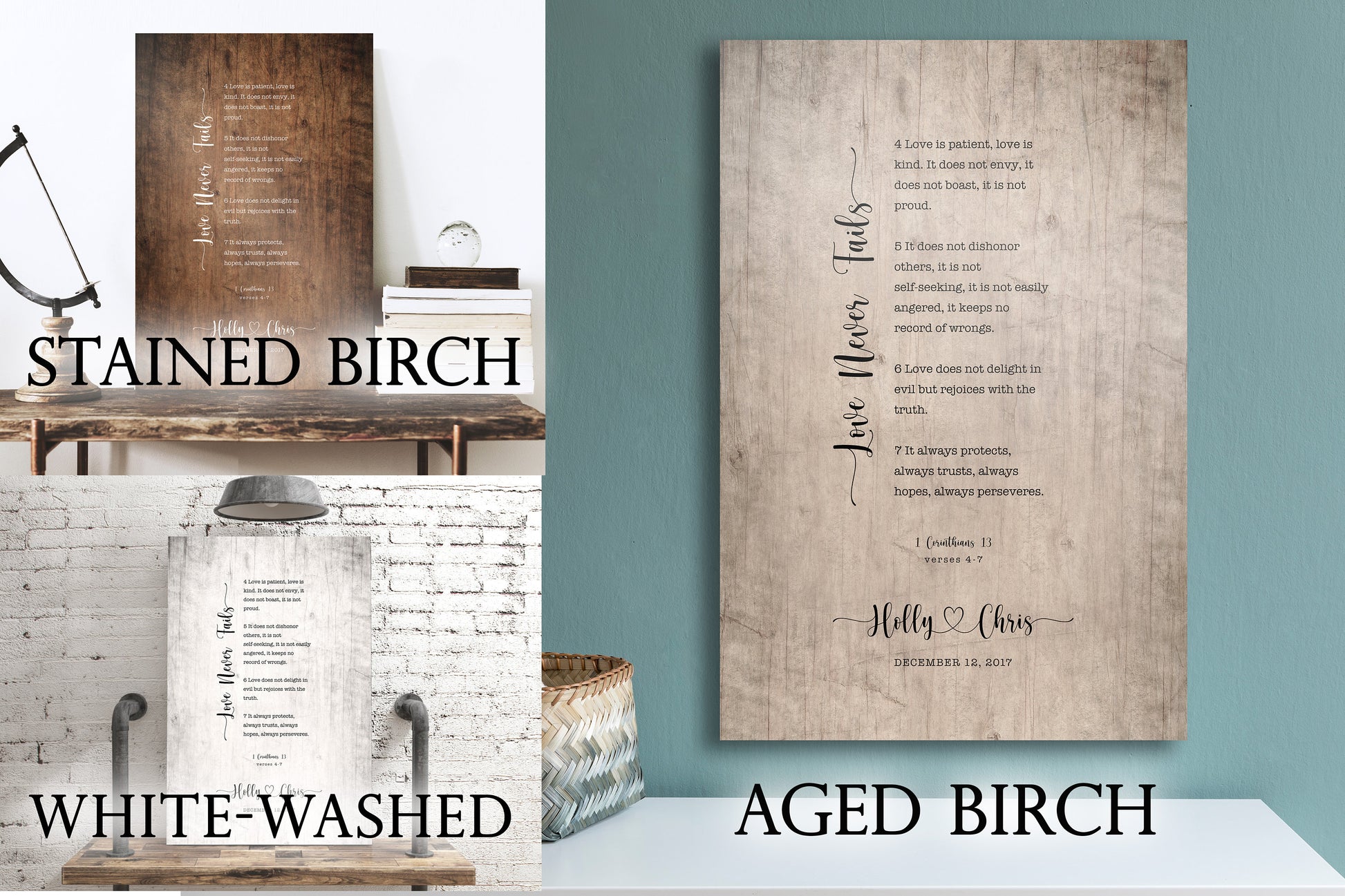 Personalized 1 Cor 13 Wood Anniversary Keepsake - HoneycombProverbs - Signs - Christian Wall Art