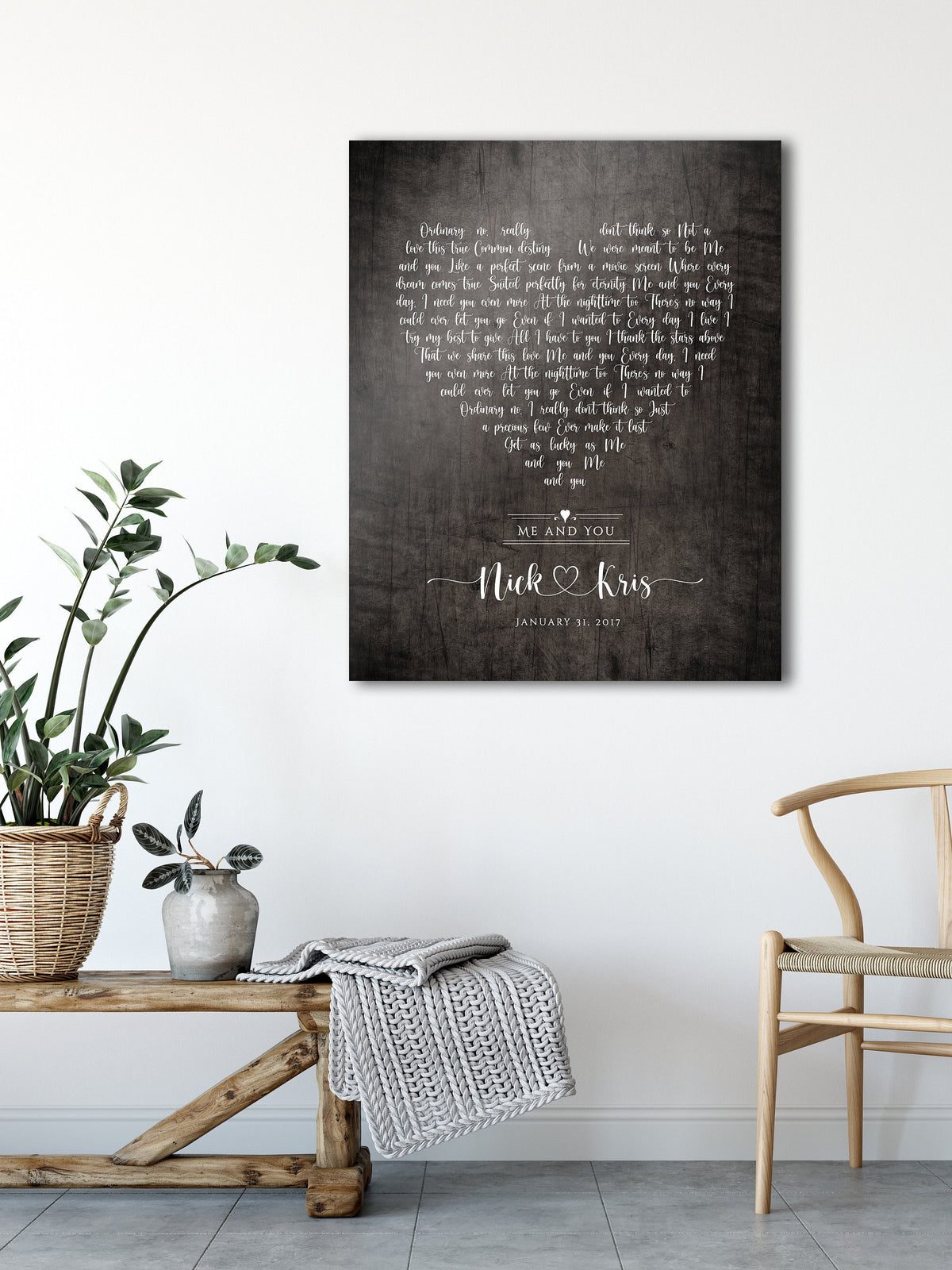 Rustic Heart Song Lyric Print on Wood - HoneycombProverbs - Signs - 5 year anniversary gifts