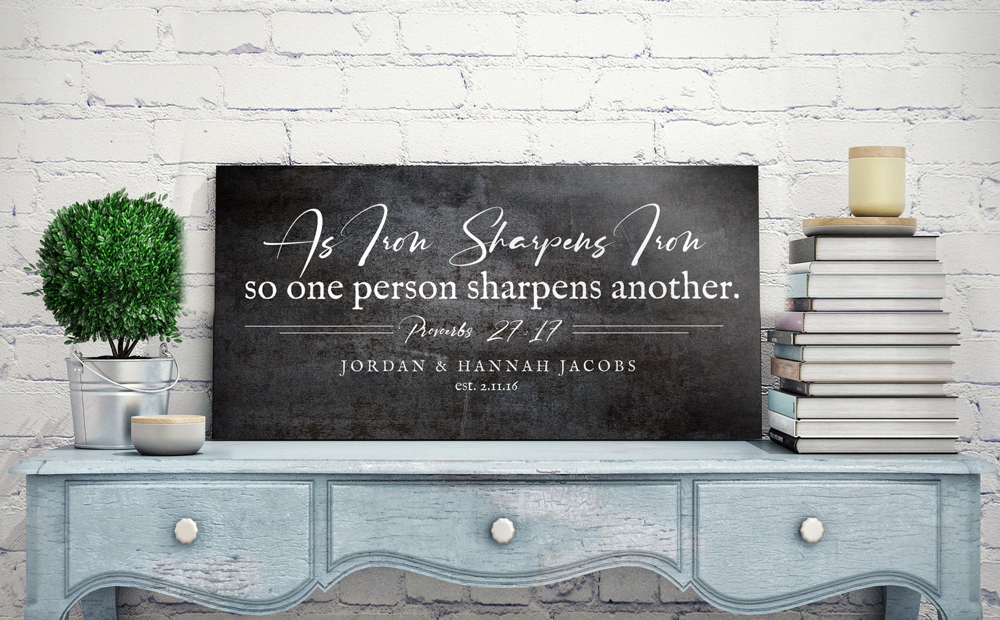 Iron Sharpens Iron Personalized Wall Decor - HoneycombProverbs - Signs - Christian Wall Art