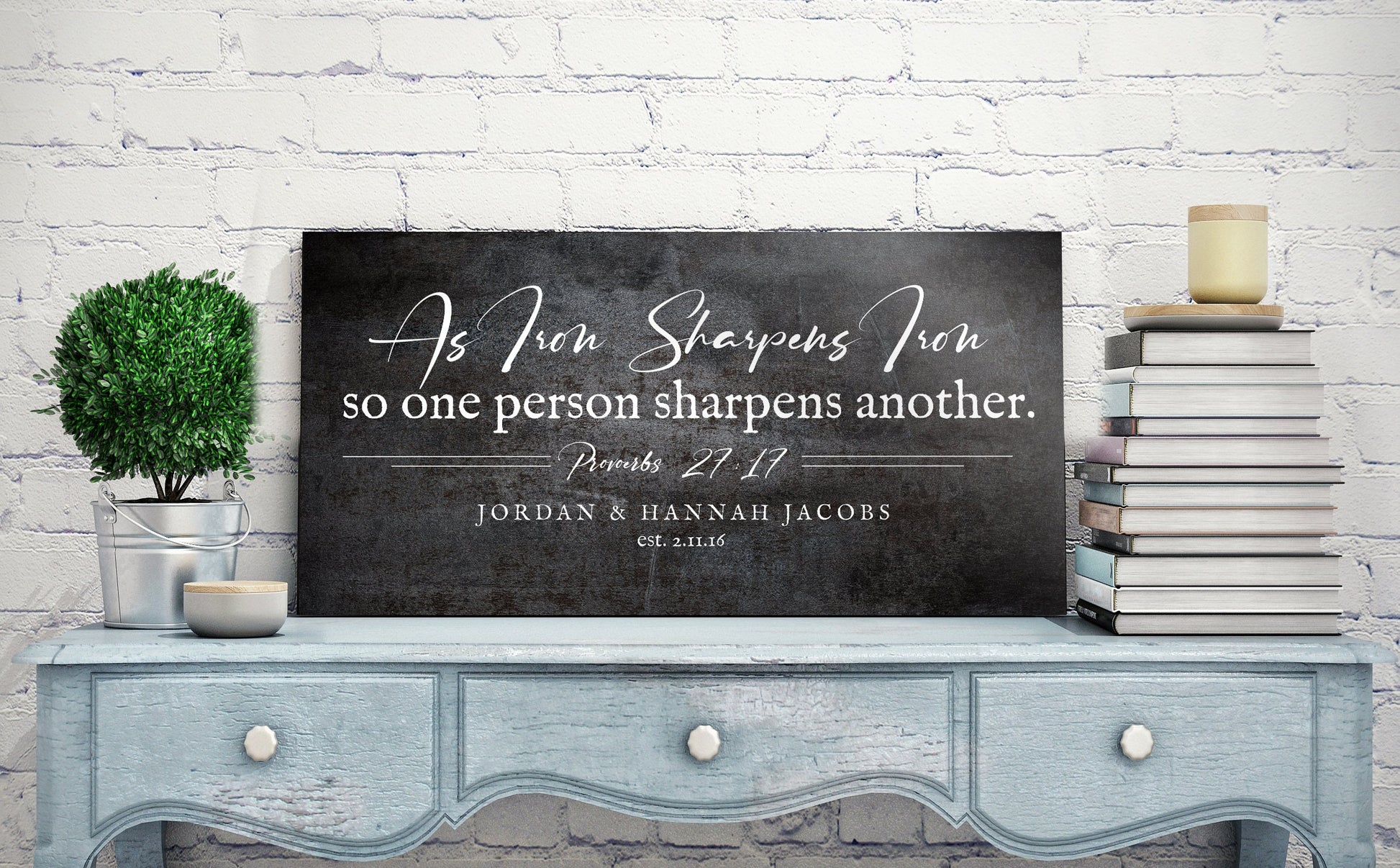Iron Sharpens Iron Personalized Wall Decor - HoneycombProverbs - Signs - Christian Wall Art