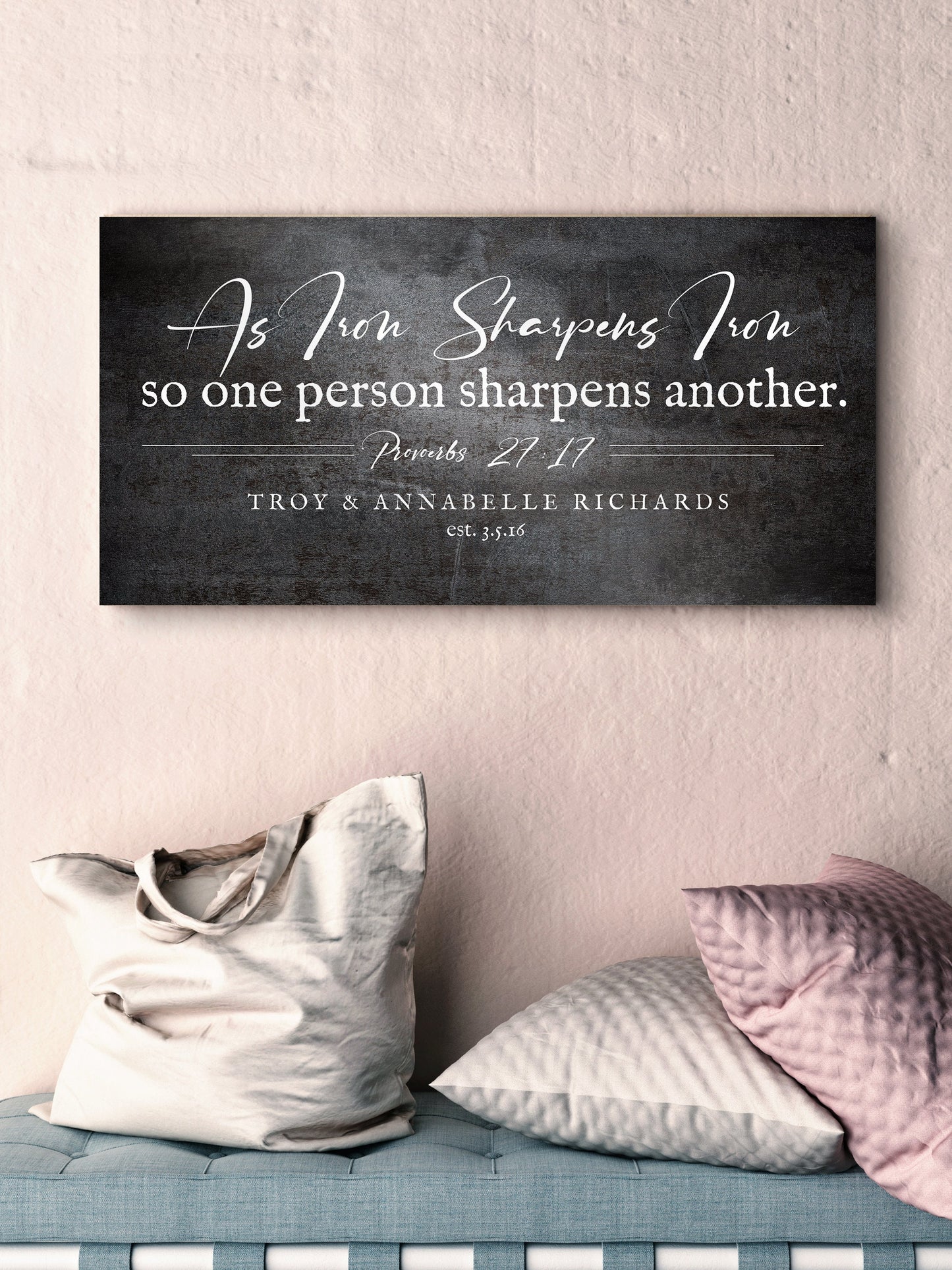 Iron Sharpens Iron Personalized Wall Decor - HoneycombProverbs - Signs - Christian Wall Art