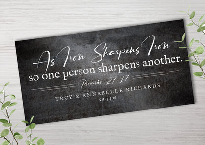 Iron Sharpens Iron Personalized Wall Decor - HoneycombProverbs - Signs - Christian Wall Art