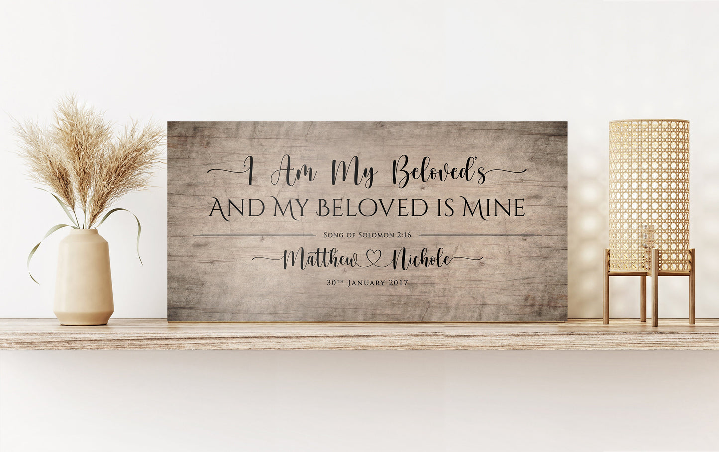 I Am My Beloved's Personalized Wood Couple's Sign - HoneycombProverbs - Signs - Christian Wall Art