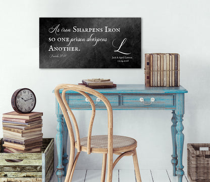 Iron Sharpens Iron Personalized Couple's Gift - HoneycombProverbs - Signs - Christian Wall Art