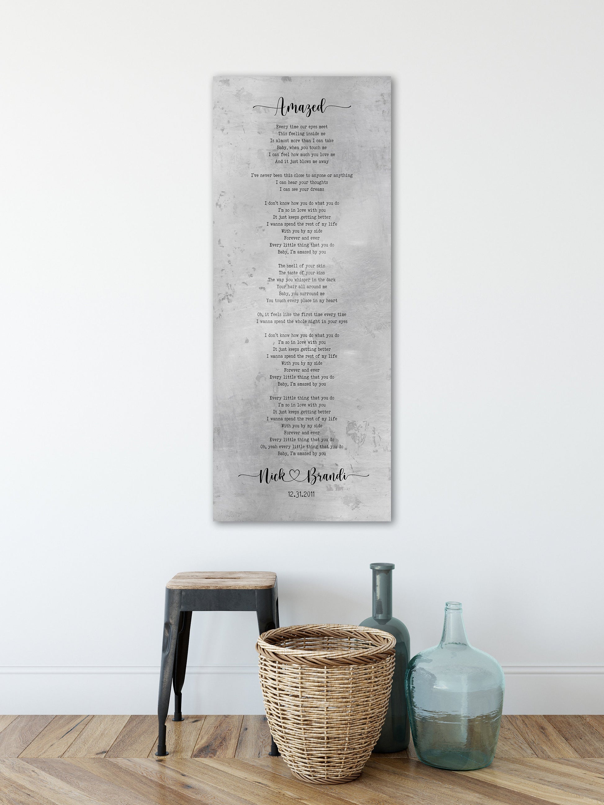 Tall Sign with Lyrics Tin Anniverary Keepsake - HoneycombProverbs - Signs - Tin Anniversary Gifts