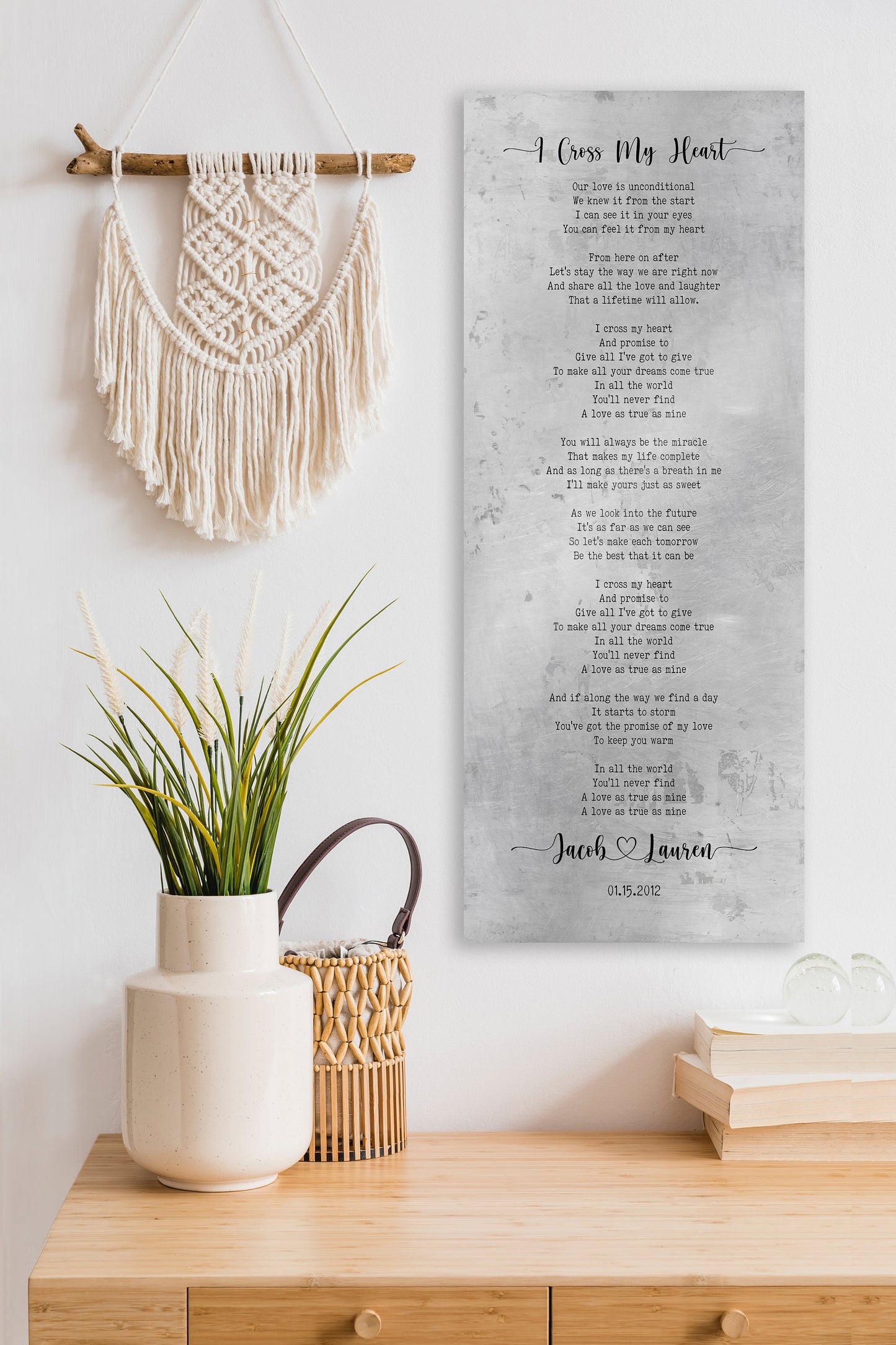 Tall Sign with Lyrics Tin Anniverary Keepsake - HoneycombProverbs - Gifts For The Couple - Rustic Lyrics Wall Decor