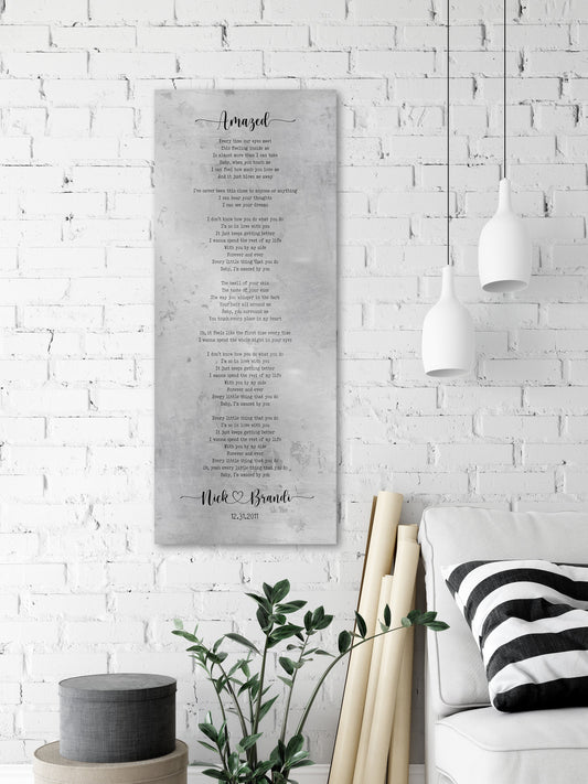 Tall Sign with Lyrics Tin Anniverary Keepsake - HoneycombProverbs - Gifts For The Couple - Rustic Lyrics Wall Decor