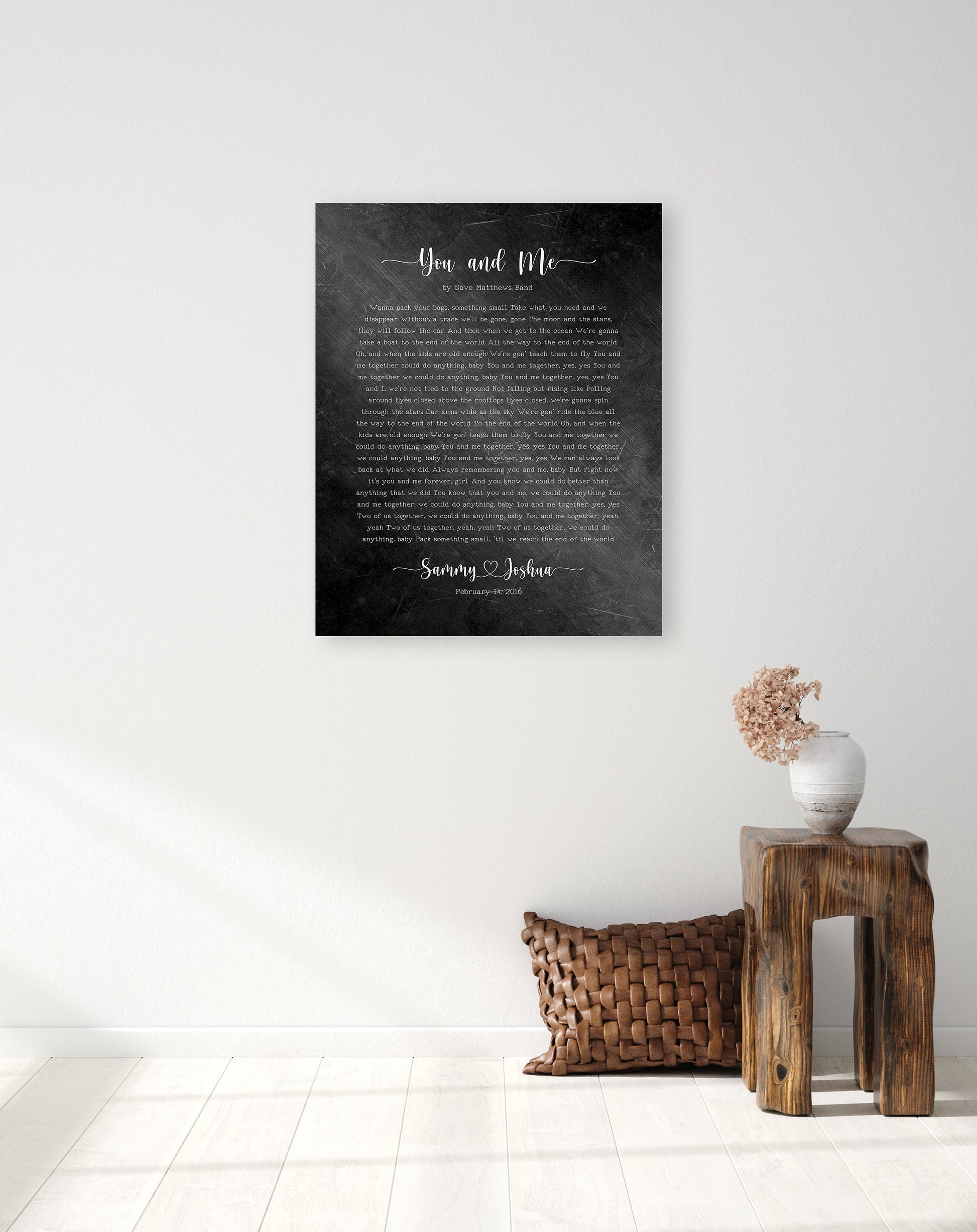 6th Anniversary Heart Connected Name Sign with Lyrics - HoneycombProverbs - Gifts For The Couple - Iron Anniversary Gifts