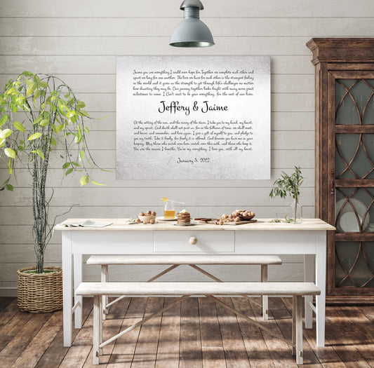 Romantic Tin Wedding Vow His and Her Art - HoneycombProverbs - Signs - Tin and Aluminum Gifts