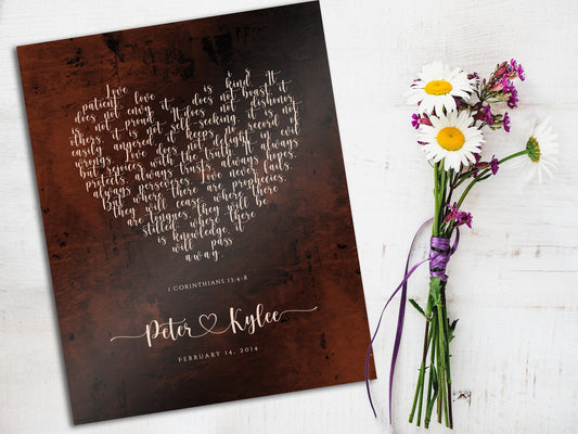 Bronze Gift for her, Love never fails Personalized Sign - HoneycombProverbs - Signs - Bronze Anniversary Gifts