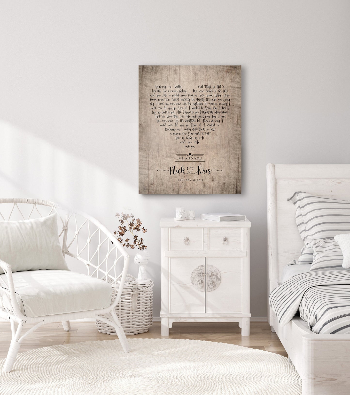 Rustic Heart Wedding Song Lyric Print on Wood - HoneycombProverbs - Signs - Rustic Lyrics Wall Decor