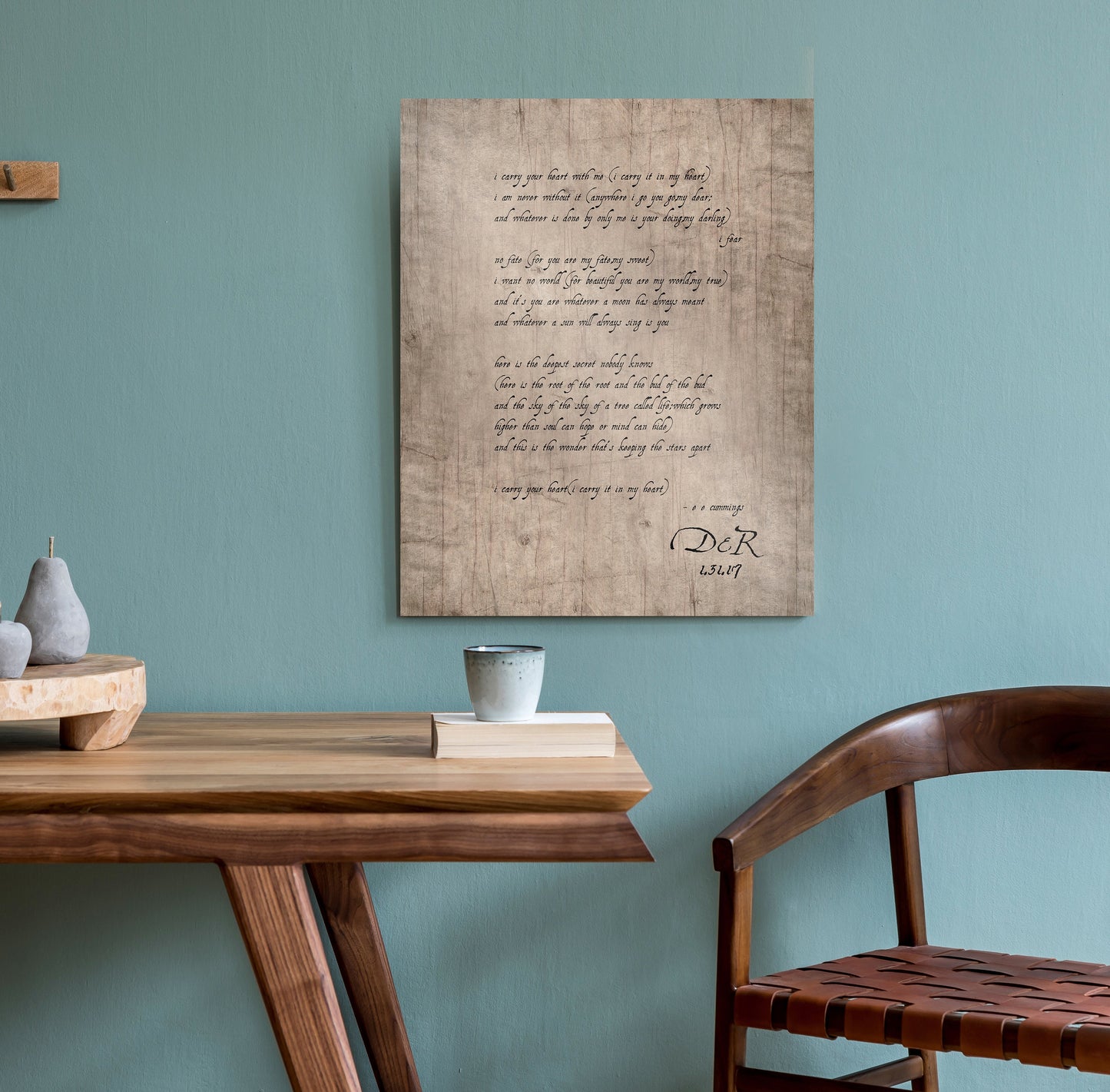 I Carry It in My Heart Monogrammed Keepsake for Couples - HoneycombProverbs - Signs - 5 year anniversary gifts