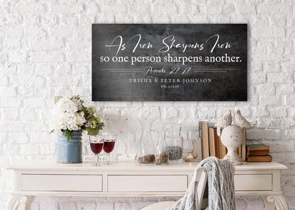 Iron Sharpens Iron Personalized Wall Decor - HoneycombProverbs - Signs - Christian Wall Art