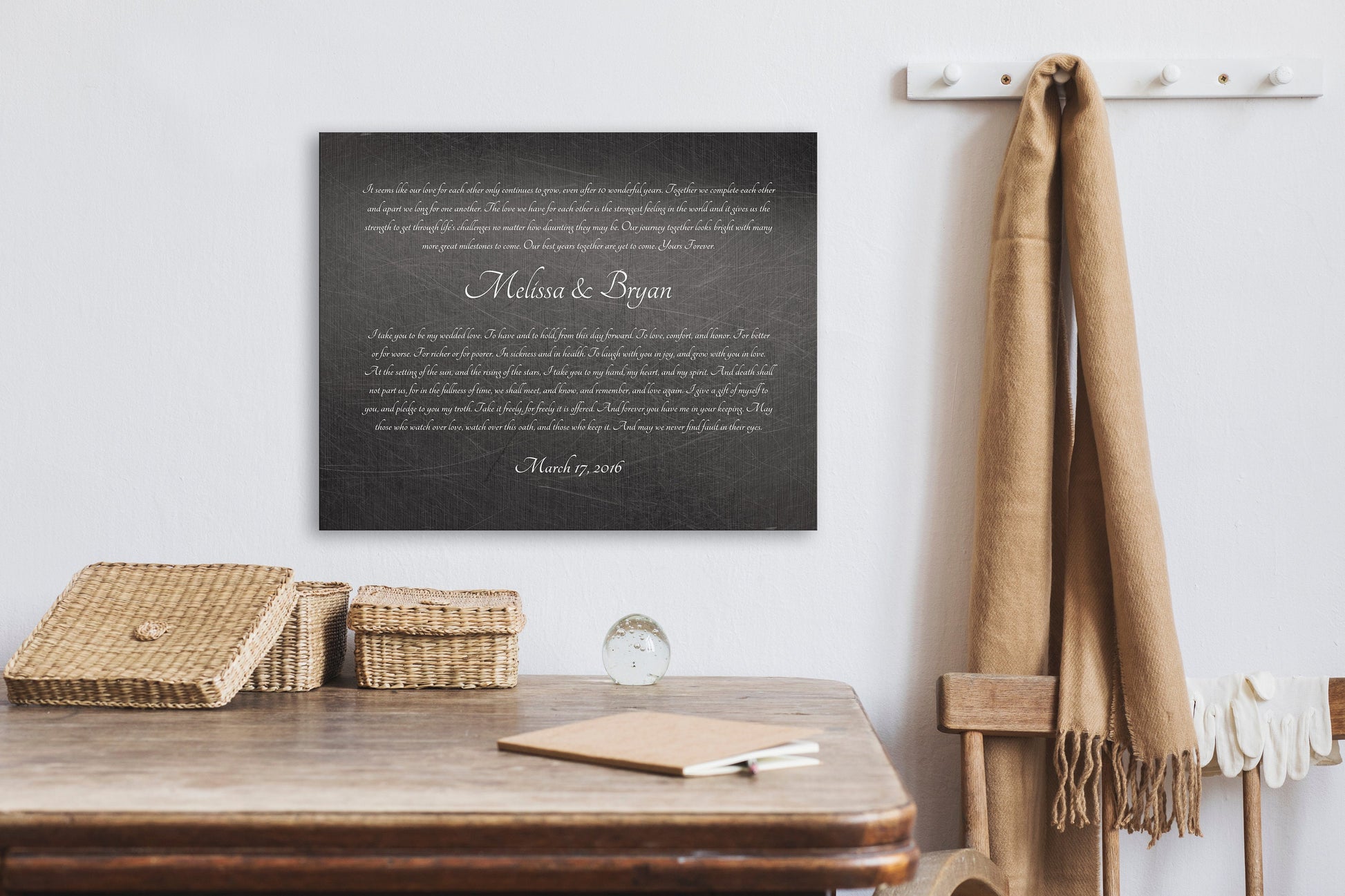 Custom Iron Veneer Wedding Vow Sign - HoneycombProverbs - Signs - Iron Anniversary Gifts