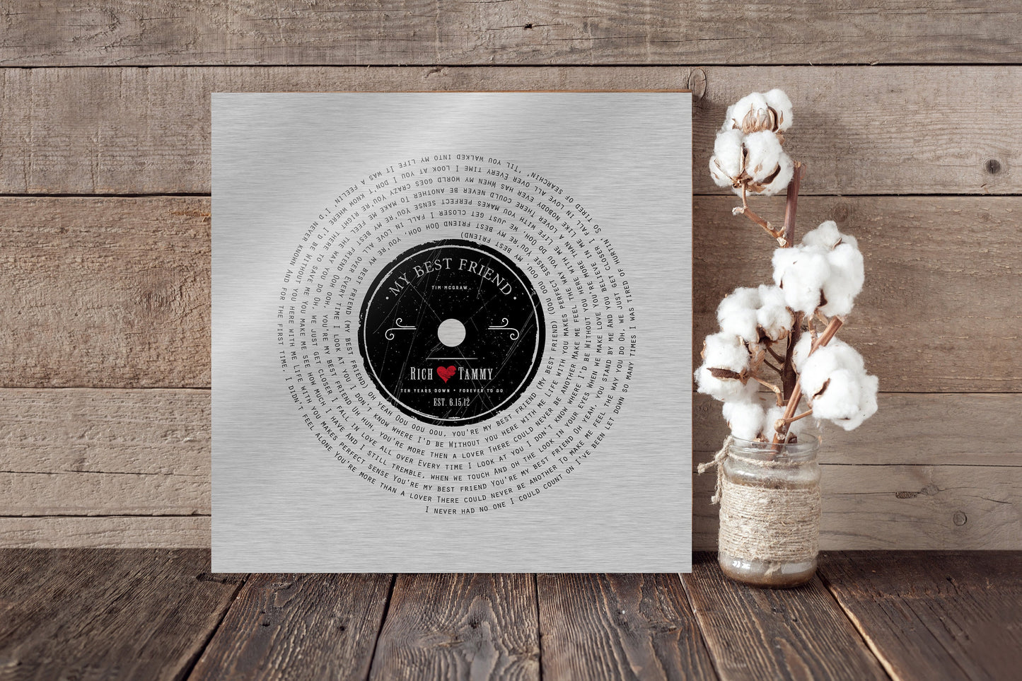 Ten Years Down LP Record Art - HoneycombProverbs - Wall Decor - Tin Anniversary Gifts