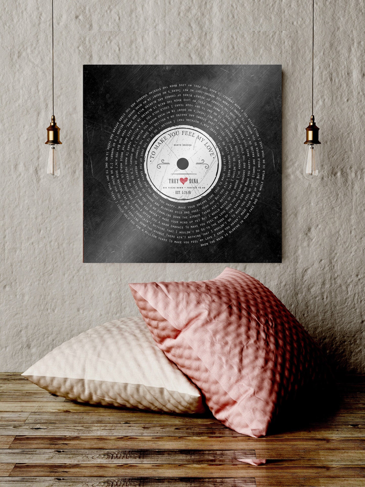 Six Years Down Rustic Record Art - HoneycombProverbs - Signs - Vintage Lyrics Wall Art