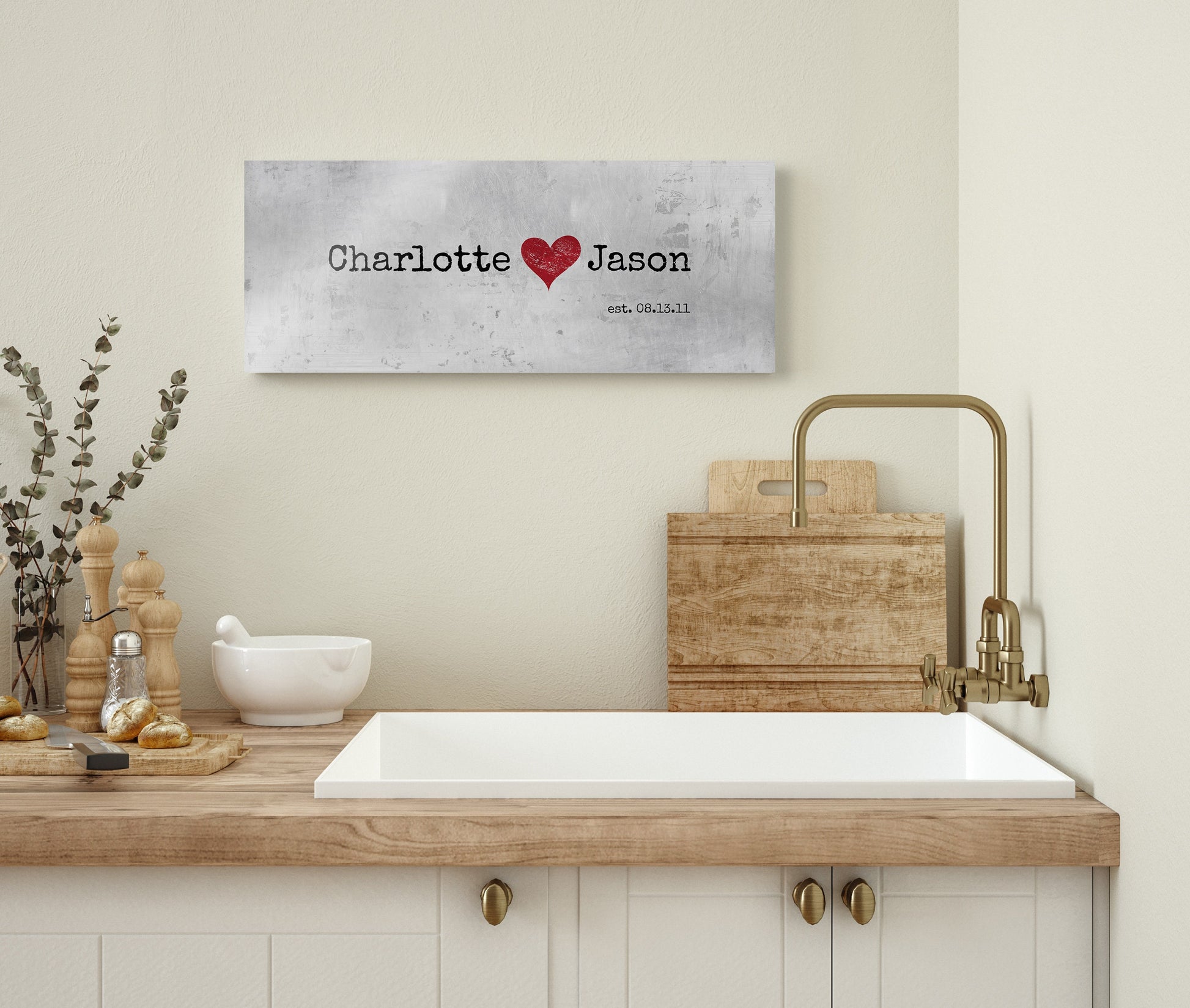 Personalized Tin Love Stamp Sign - HoneycombProverbs - Gifts For The Couple - Name Signs Wall Art