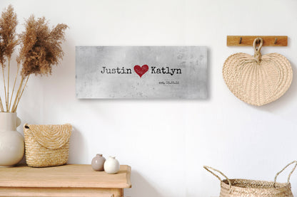Rustic Name Sign with Heart, Tin Gift - HoneycombProverbs - Gifts For The Couple - Name Signs Wall Art