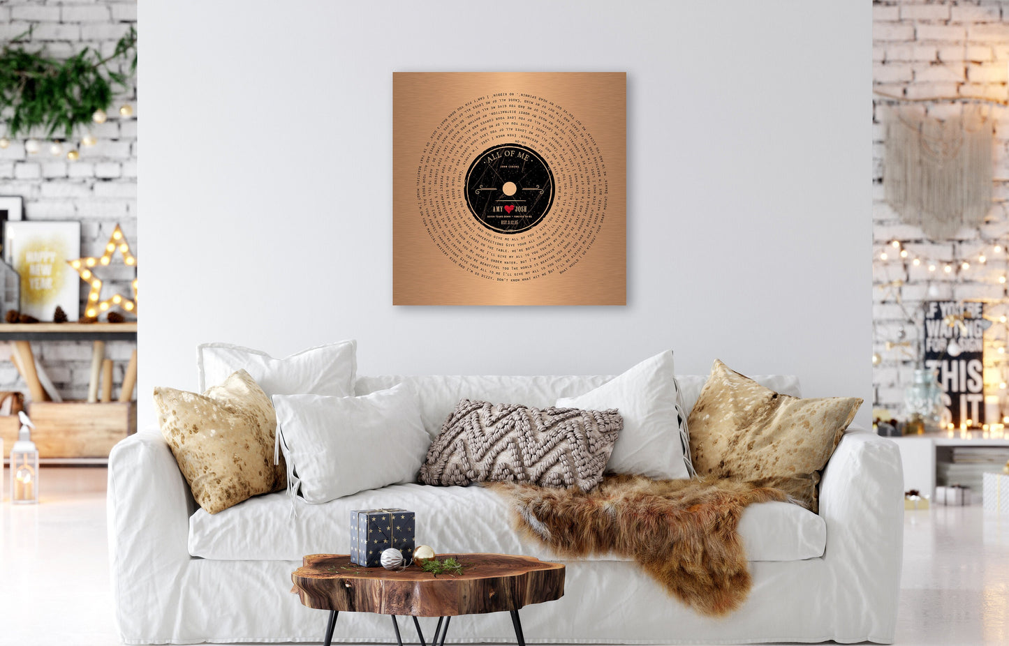 Seven Years Down LP Record Art - HoneycombProverbs - Wall Decor - Copper Anniversary Gifts