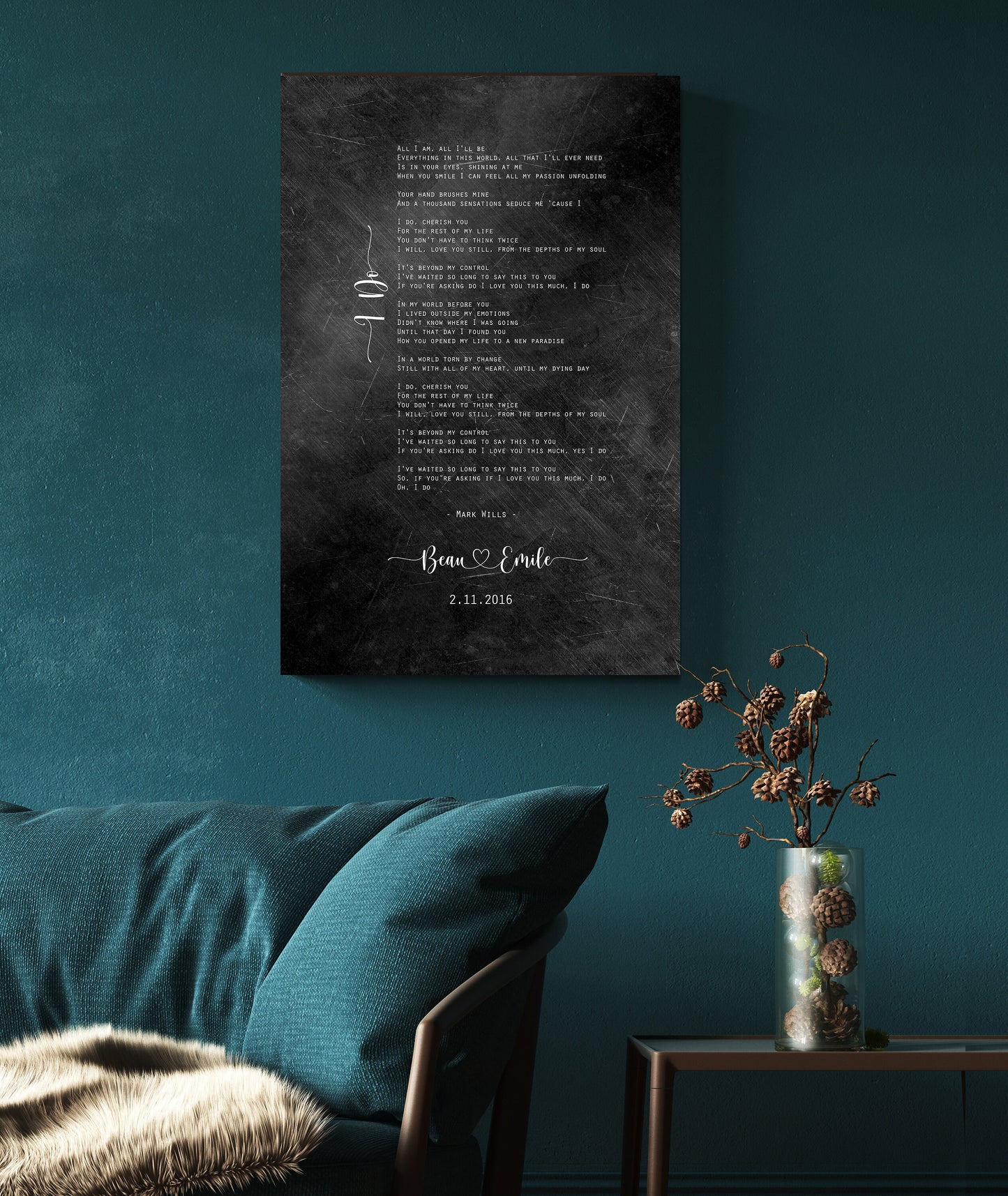 His & Her Custom Distressed Song Art - HoneycombProverbs - Gifts For The Couple - Iron Anniversary Gifts