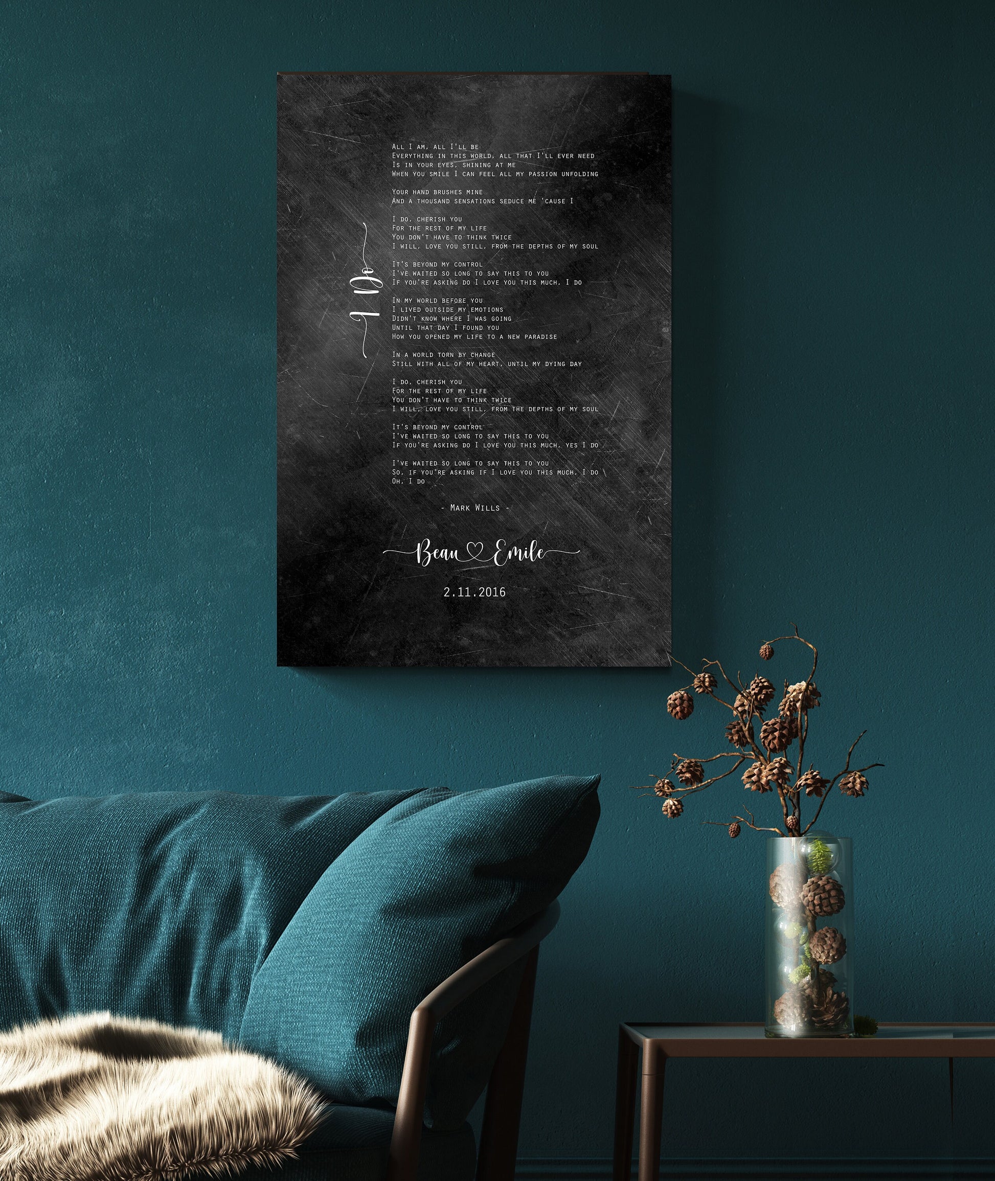 His & Her Custom Distressed Song Art - HoneycombProverbs - Gifts For The Couple - Iron Anniversary Gifts