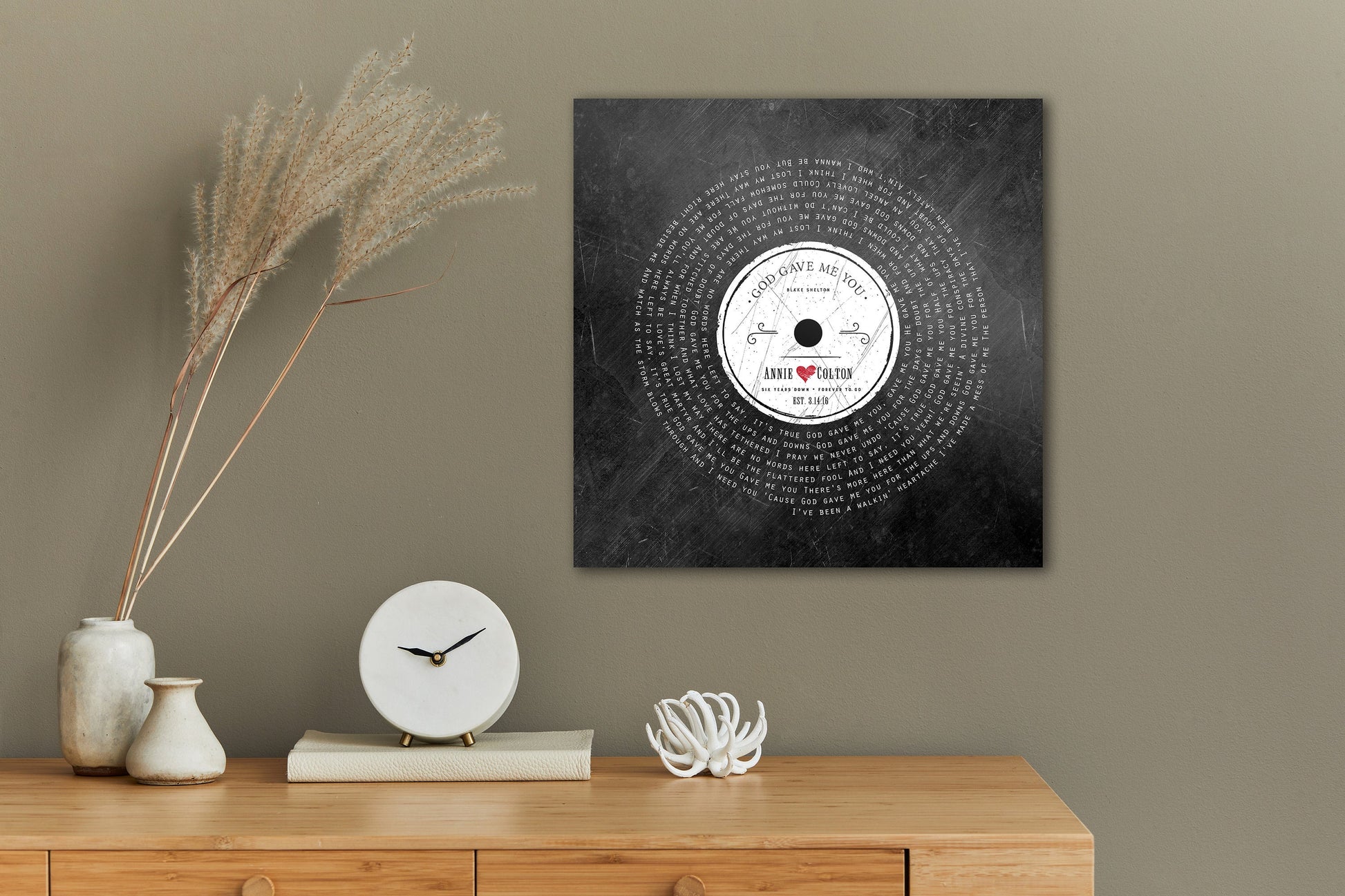 Six Years Down Rustic Record Art - HoneycombProverbs - Signs - Vintage Lyrics Wall Art