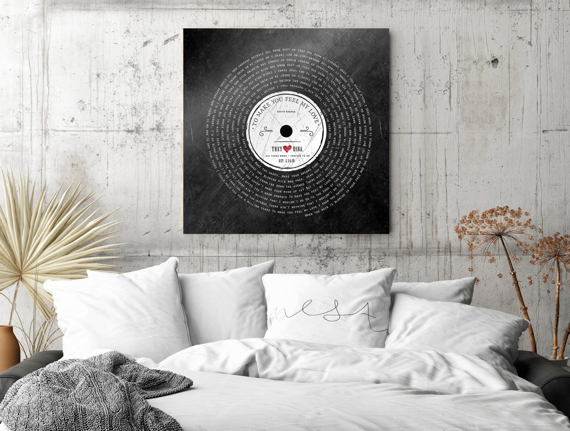 Six Years Down Rustic Record Art - HoneycombProverbs - Signs - Vintage Lyrics Wall Art
