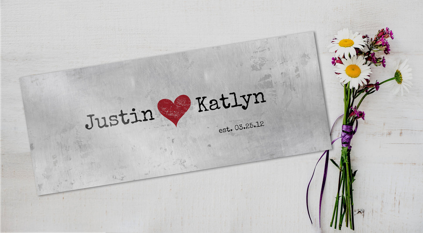 Rustic Tin Love Sign for Couples - HoneycombProverbs - Gifts For The Couple - Name Signs Wall Art