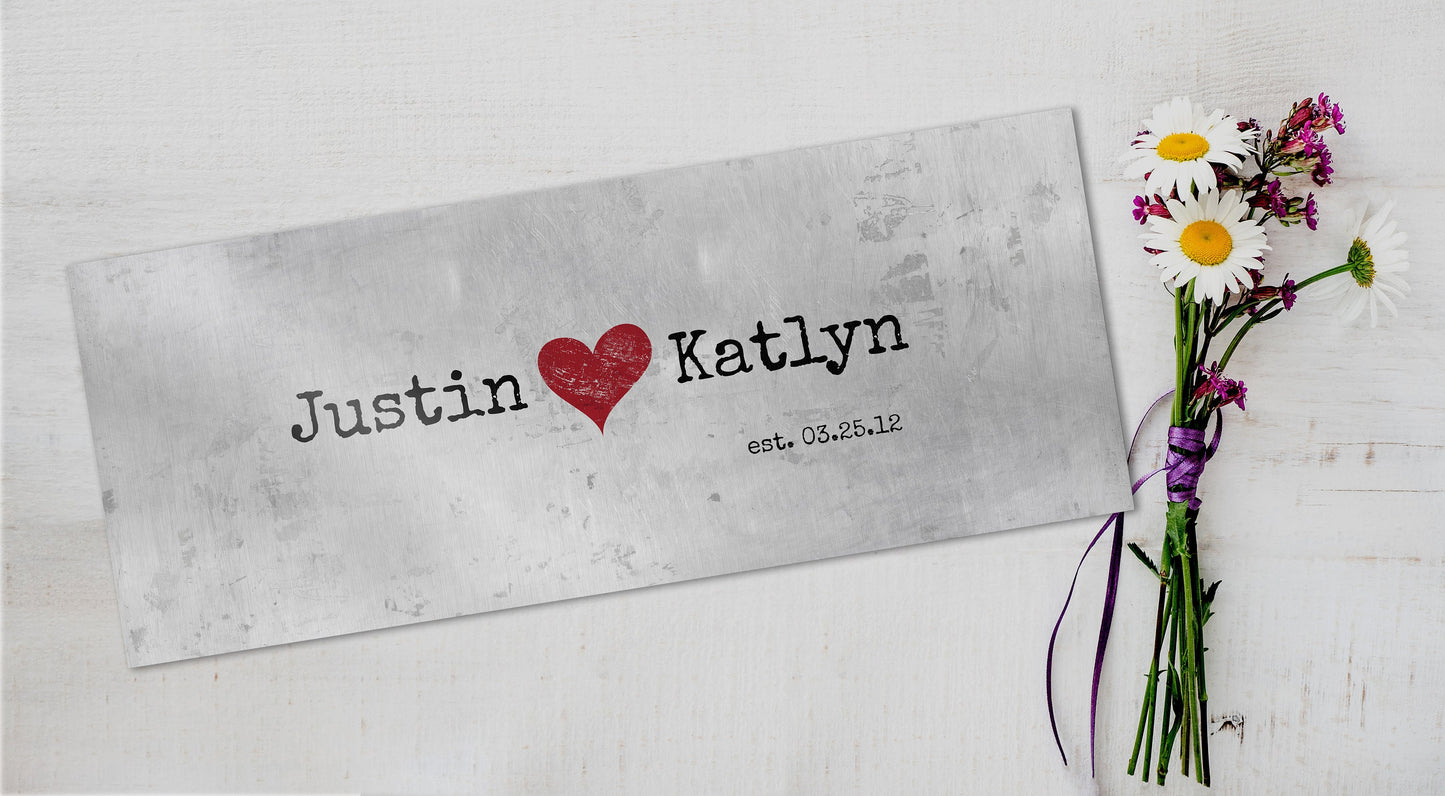 Personalized Tin Love Stamp Sign - HoneycombProverbs - Gifts For The Couple - Name Signs Wall Art